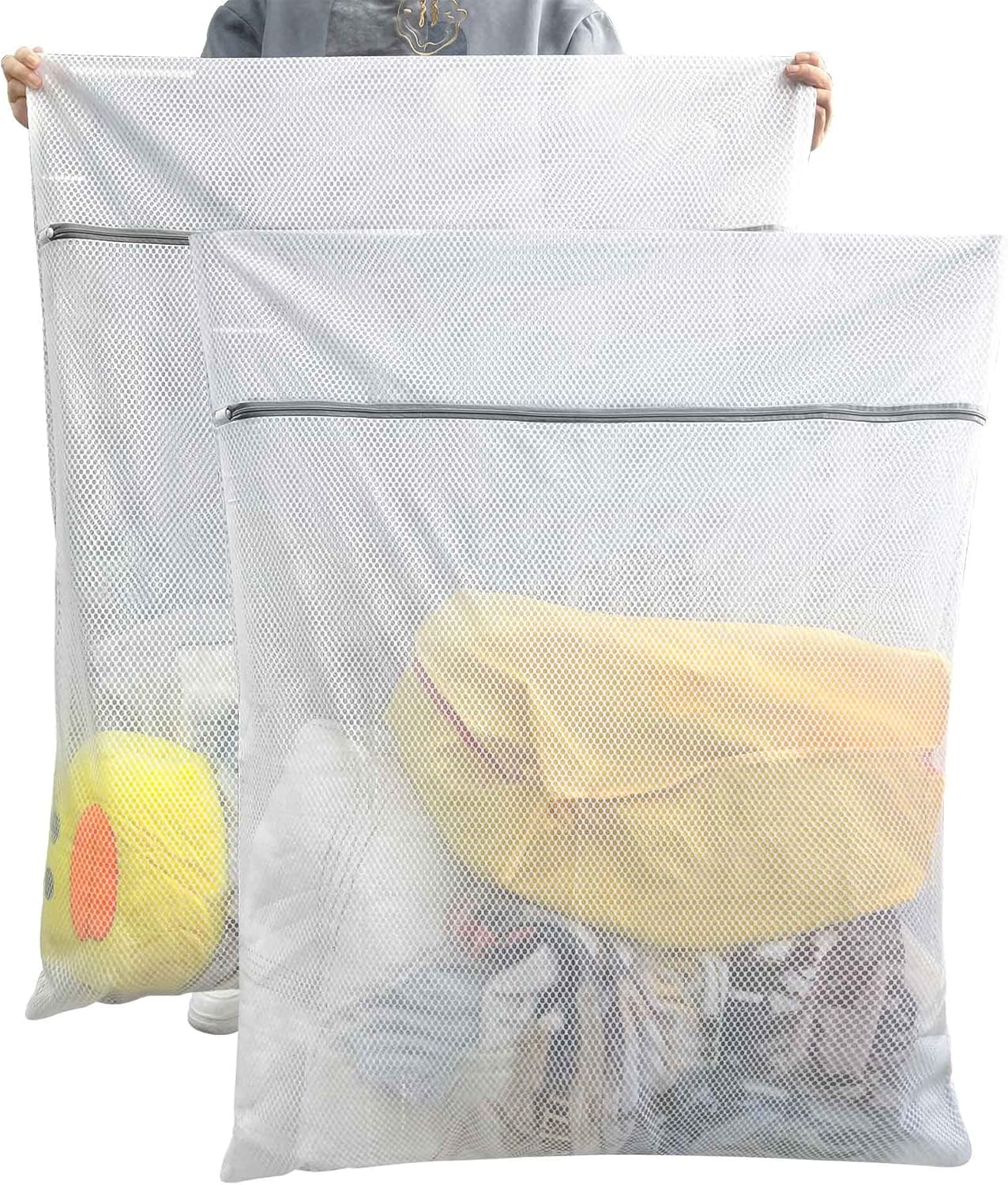 2 Xx-Large Honeycomb Delicates Bags for Washing Machine, 24 X 24 Inches Lingerie Bags for Laundry, Travel Storage Organize Bag for Cotton Clothes,Sheet, Shoes image number 5