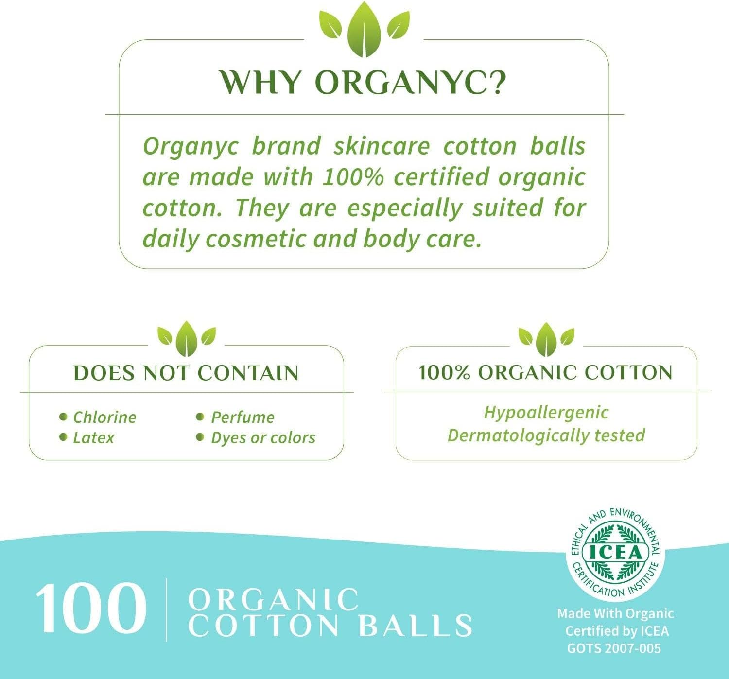 Organyc Beauty Cotton Balls, White, 100 Count image number 5