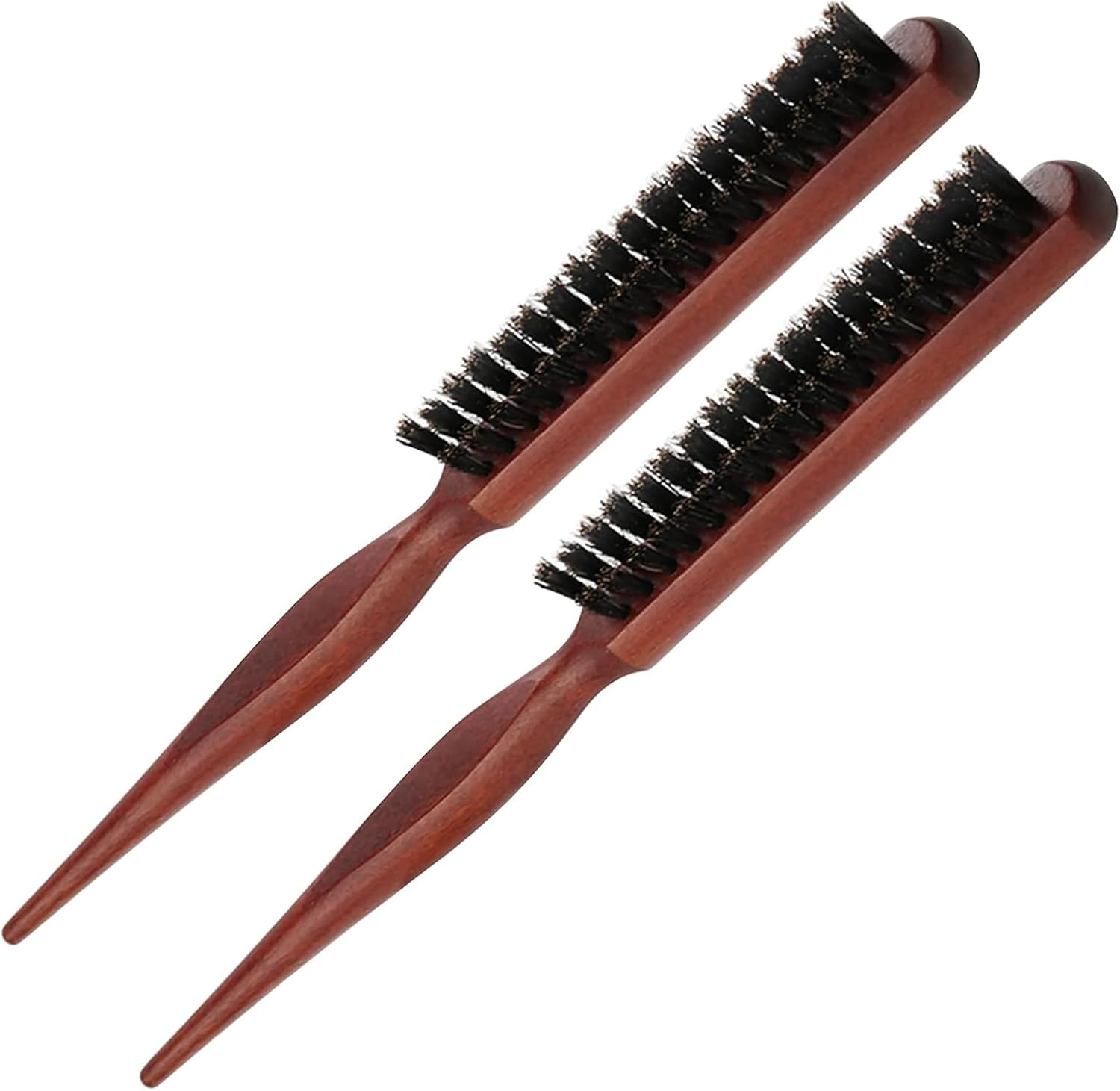 Teasing Hair Brush Boar Bristle, Wooden Hair Brush for Straight, Curly, Thick or Damaged Hair, Perfect for Sleek Buns and Styling, Boar Bristle Brush, Pack of 2