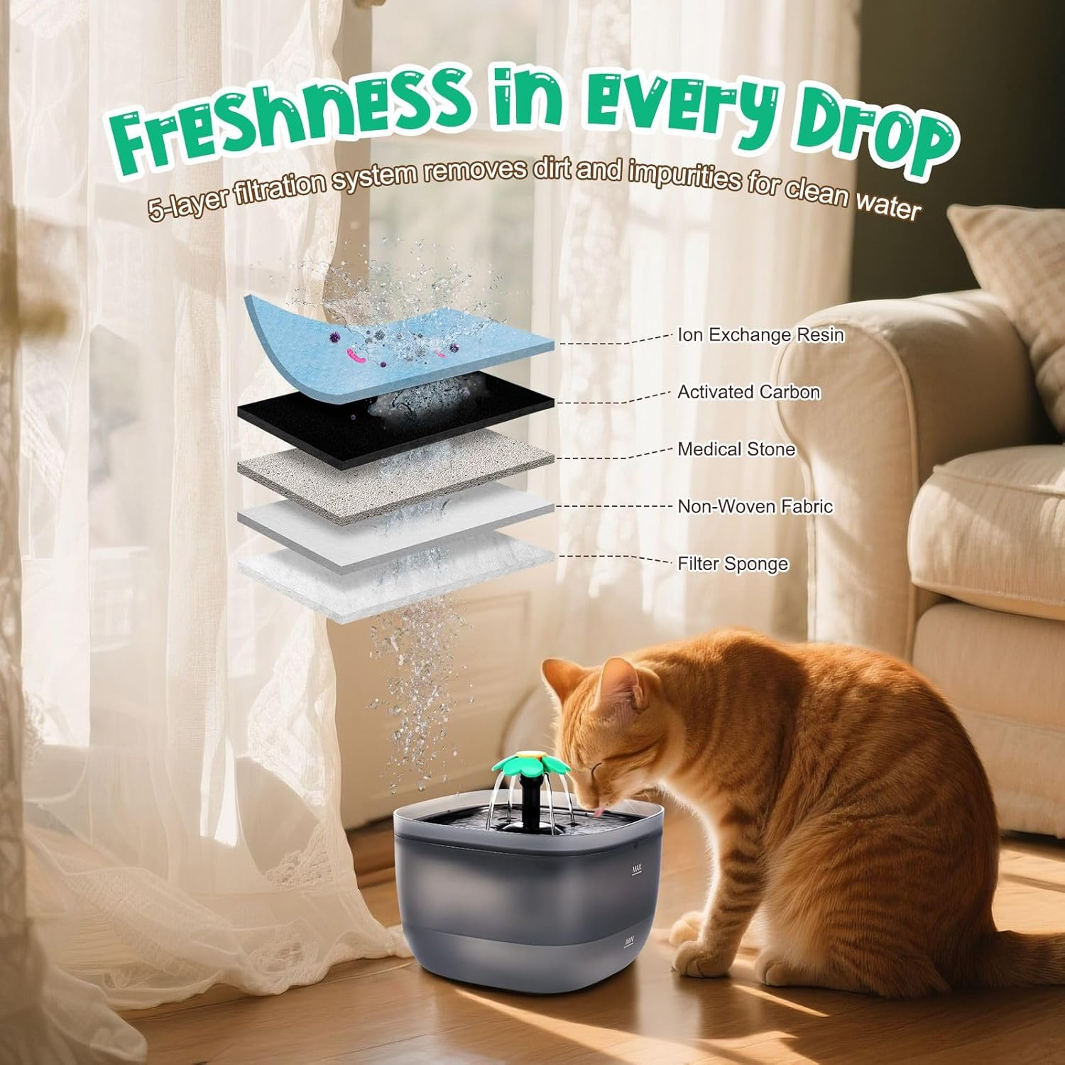 Pet Scene Pet Cat Feeder with 3L Food 2L Water Dispenser Dog Feeding Drinking Fountain Automatic Drinker Waterer Timed 10S Voice Recorder 4 Daily Meals Bowl image number 6