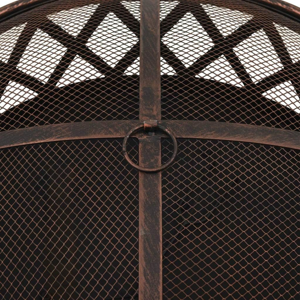 'Vidaxl Large XXL Steel Fire Pit with Poker in Ic Design &ndash; Black and Brown Outdoor Patio Fire Bowl for Garden Decor and Warm Evenings image number 4