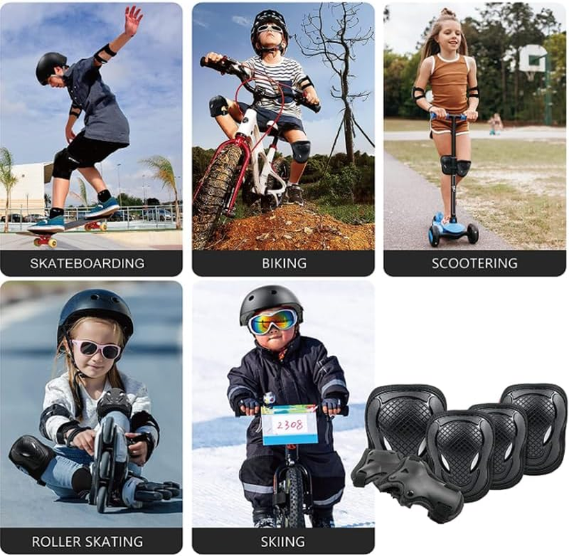 GEQID Knee Pads for Kids, Knee Elbow Pads and Wrist Guards Protective Gear Set ,For Rollerblading Skateboarding and Biking Scooter Skating to Child'S 5-12 Years
