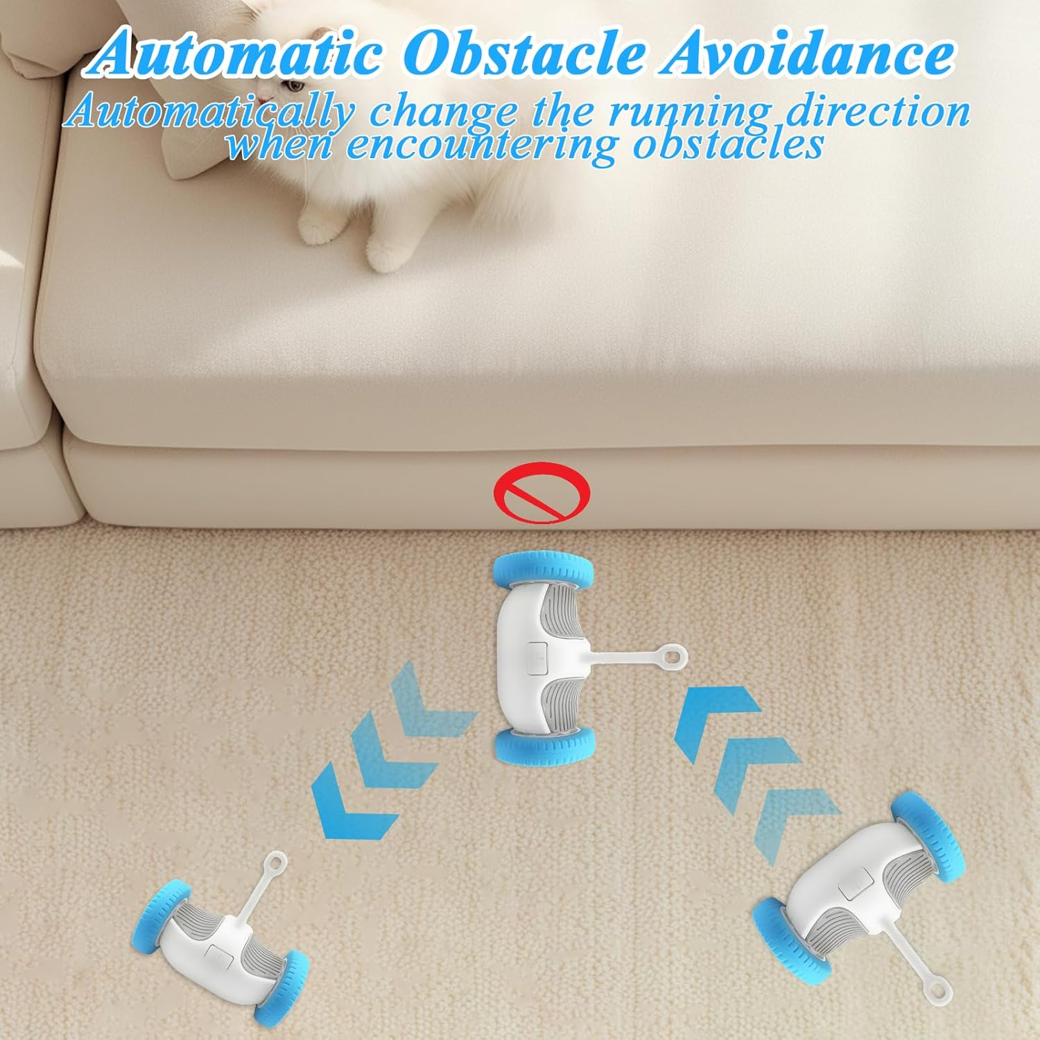 Interactive Cat Toys Automatic Feather Toy, Smart Pet Exersise Electric Toys with 2 PCE Feathers, Automatic Moving Wheels Cat Toys for Kitten Indoor image number 5