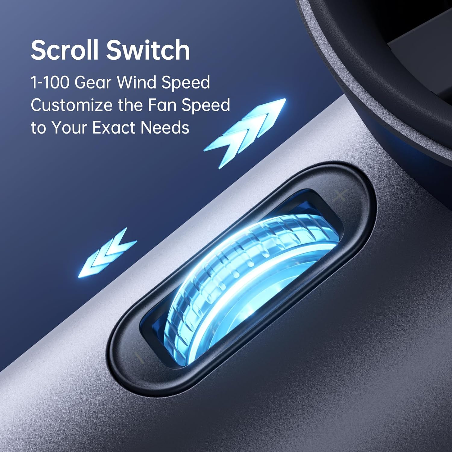 JISULIFE Handheld Fan Pro1,Speed(1-100) Adjustable Mini Portable Fan,3600Mah Battery Rechargeable Personal Fan,Digital Display,For Women Men Travel/Camping/Outdoor-Blue image number 2