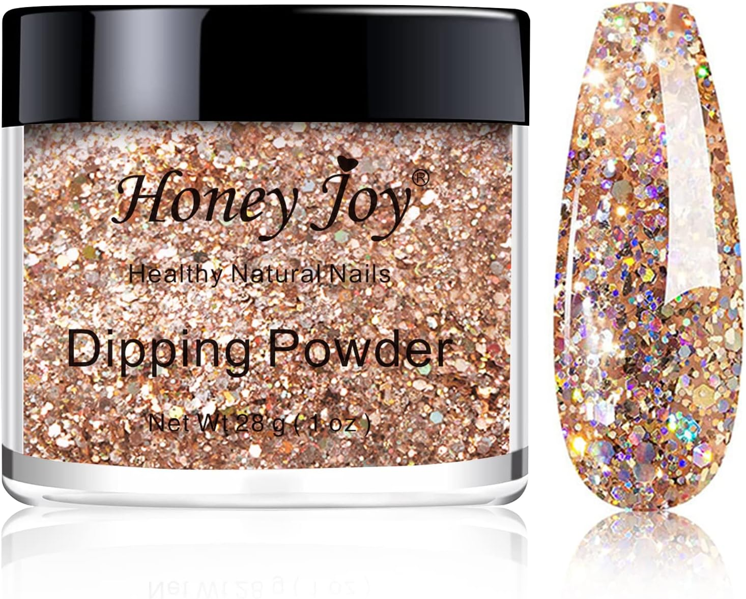 28G/Box Champagne Color Shine Glitter Hexagon Sequins Paillette Dip Powder Nails Dipping Nails Long-Lasting Nails No UV Light Needed (Hj-Nd064B-No.137)