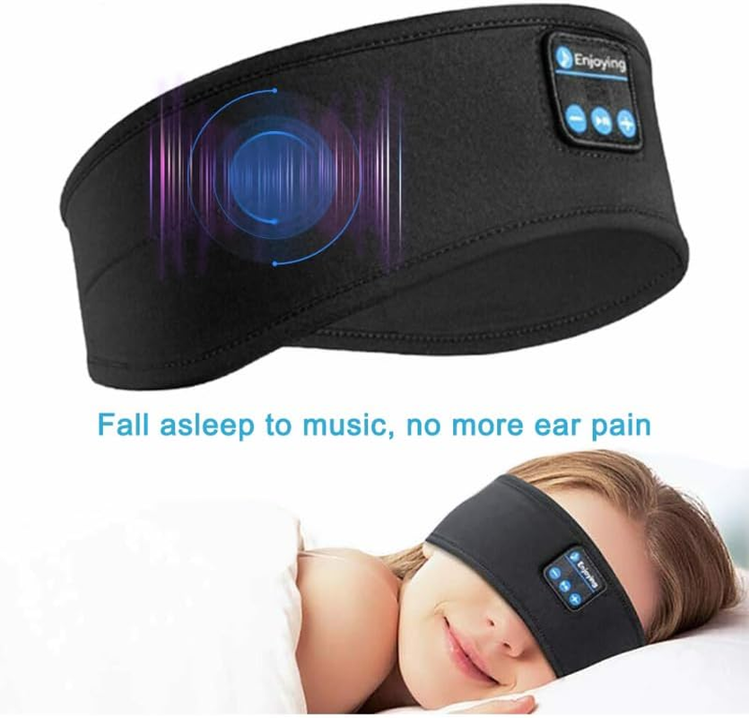 Leona Co Sleep Headphones Bluetooth 5.2 Headband, Sports Wireless Earphones Music Sleeping Eye Mask Earbuds with HD Stereo Speaker for Mom Women Teen Running Cool Gadgets Unique Gifts (Black) image number 3