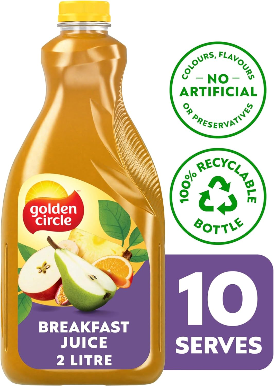 Golden Circle Breakfast Juice Apple, Pear, Pineapple, Orange, Passionfruit and Banana Juice No Added Sugar No Artificial Colours, Flavours or Preservatives 10 Serves 2L image number 3