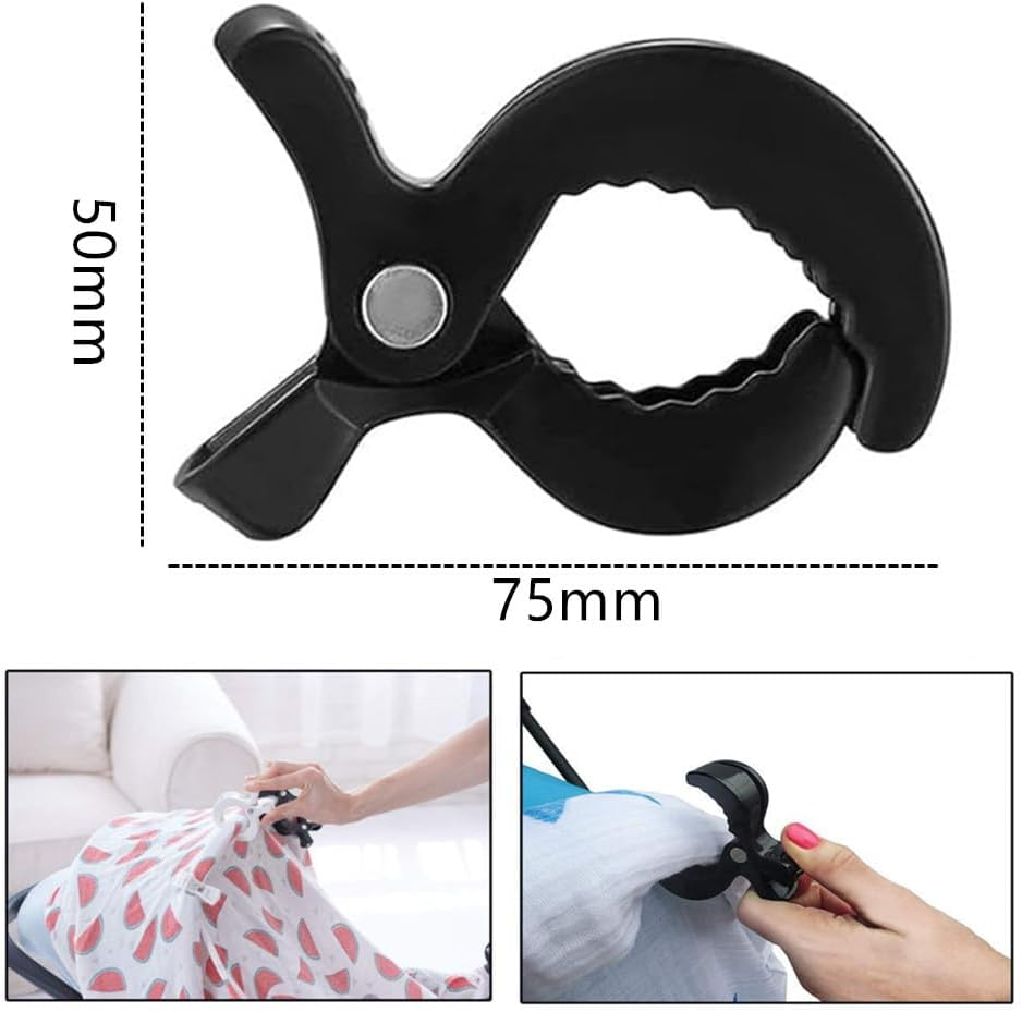 Stroller Pegs to Hook Muslin Sun Shade to Canopy, Wanfoou Black Car Seat Cover Clips, Nursing Cover, Pram Toy Holder, Blanket Clamp, Plastic Universal Clip, Stroller Clips Buggy Accessory, 12 PCS image number 3