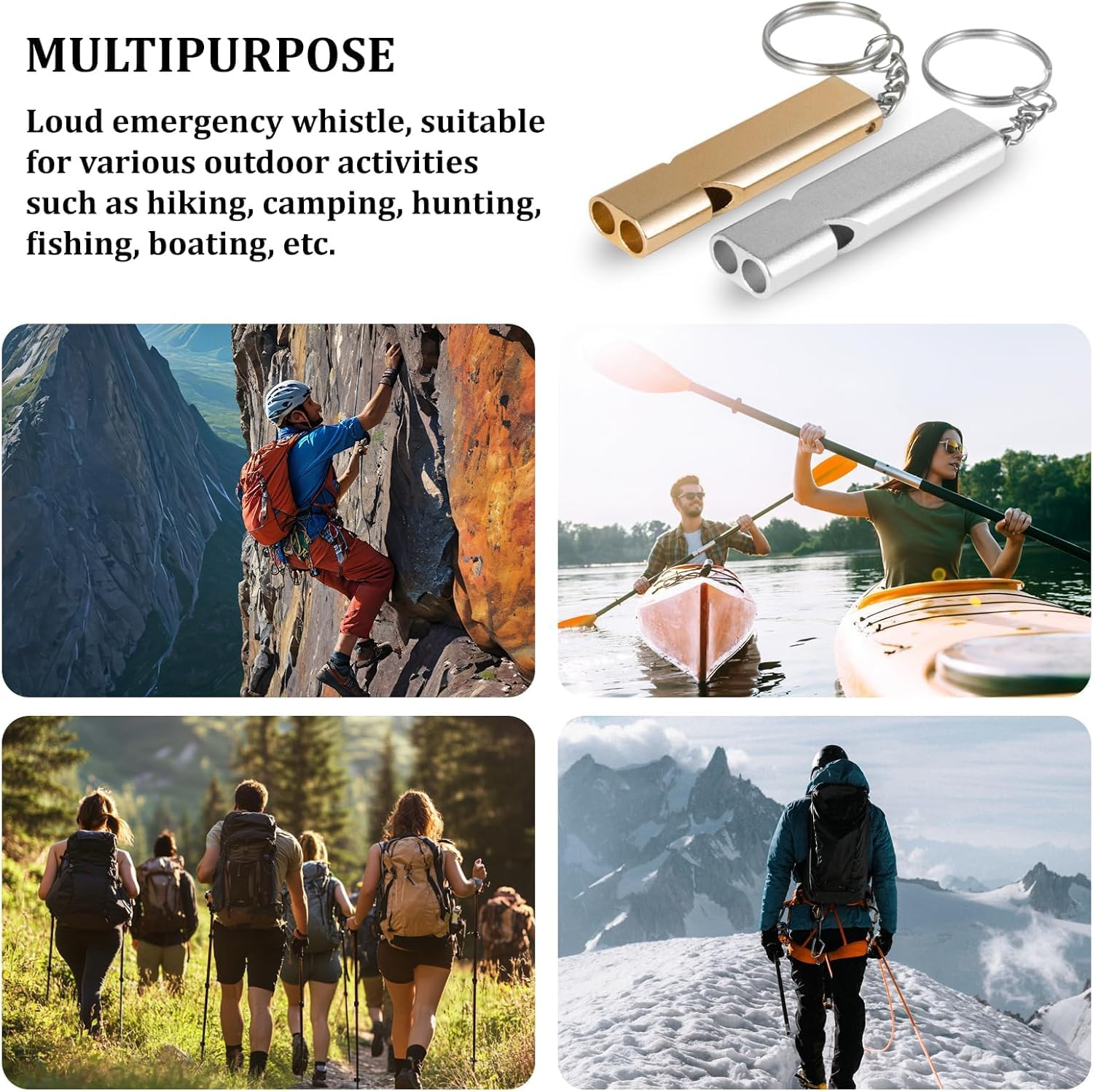 2Pcs Whistle Emergency Survival Loud - Durable Bright Long Lasting Safety Whistle and Lanyard, Easy to Carry & Fit Pocket for Hiking, Coach, Dog Training image number 4