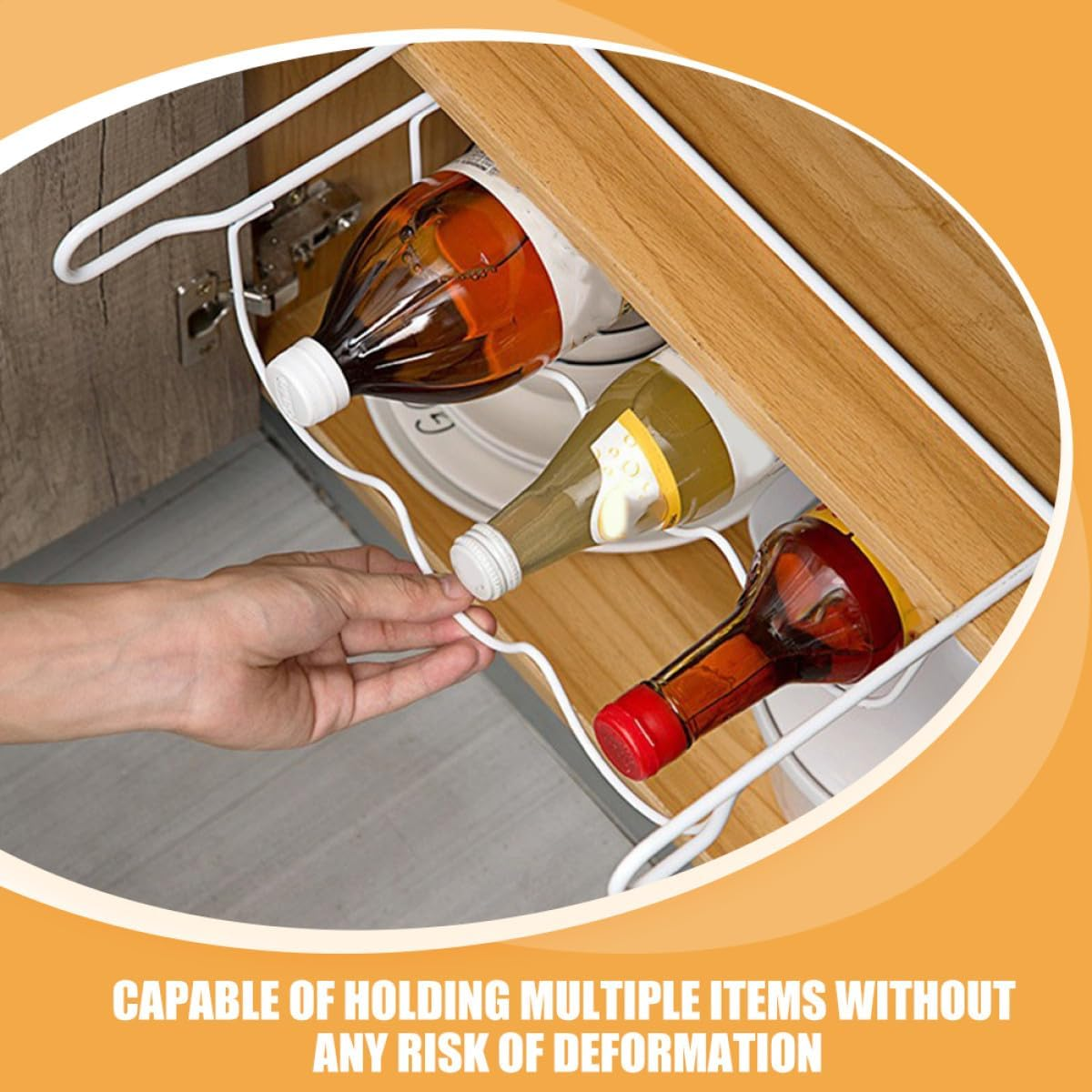 COLLBATH White Metal Beer Storage Rack Fridge Organizer under Shelf Bottle Holder Space-Saving Kitchen Refrigerator Wine and Water Bottle Organizer for Home image number 1