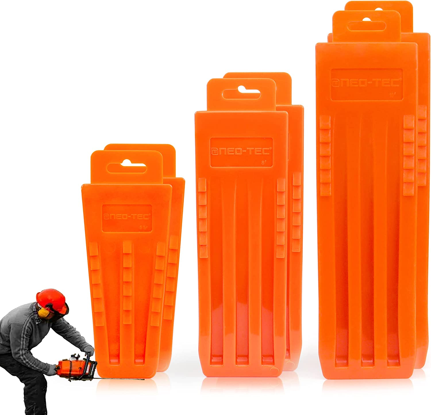 NEO-TEC 6 Pack Tree Felling Wedges with Spikes for Safe Tree Cutting (5.5"+8"+10", 2+2+2) image number 1