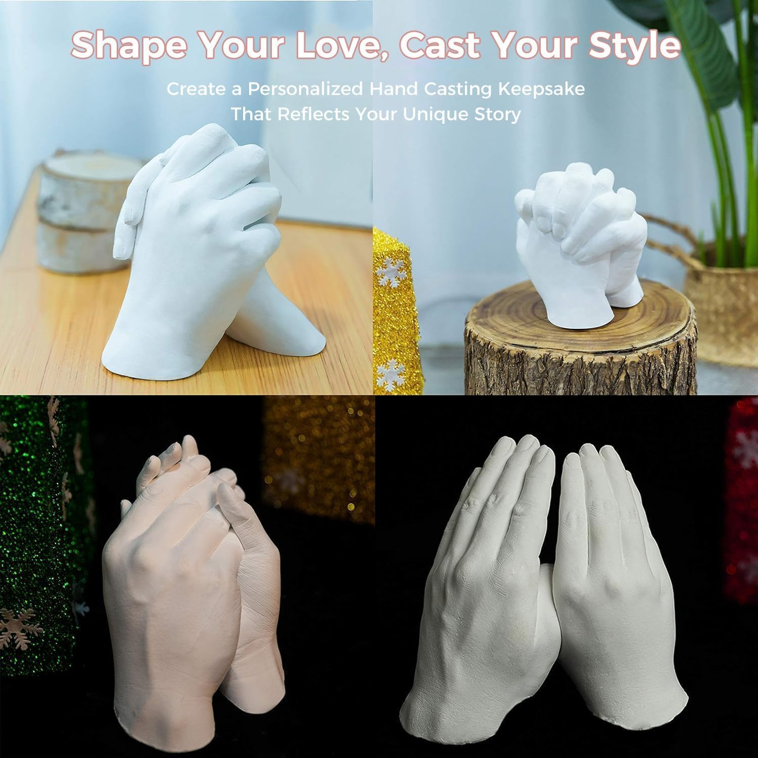BLOODYRIPPA Couples Hand Casting Kit, DIY Plaster Mold Keepsake for Hands, Perfect Wedding, Anniversary, Birthday, and Valentine&rsquo;S Day Suitable for Him and Her image number 4