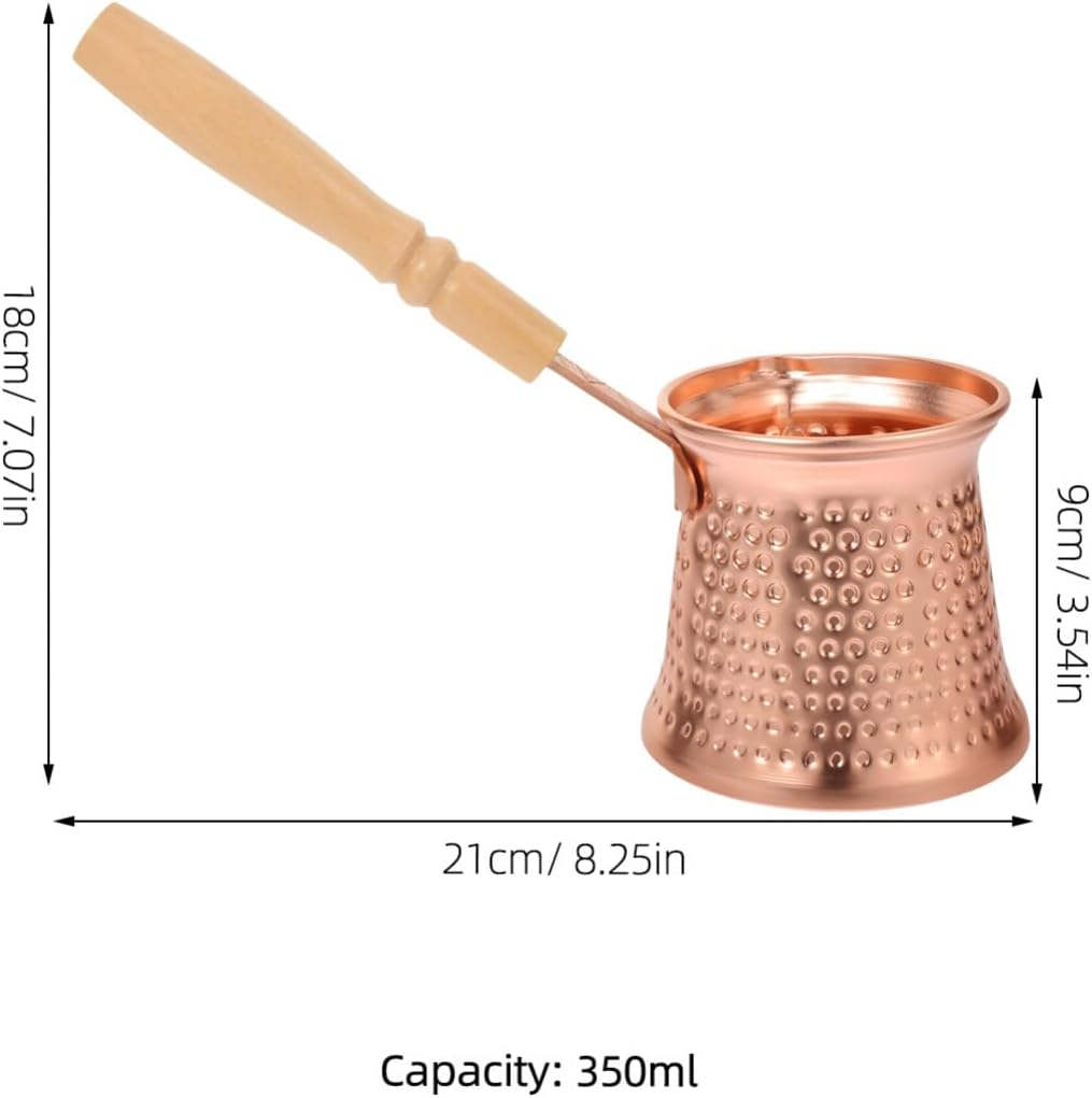 Kichvoe Turkish Coffee Pot Copper Alloy Wood Handle Espresso Maker for Coffee Heating Lightweight and Convenient for Home and Camping Use image number 6