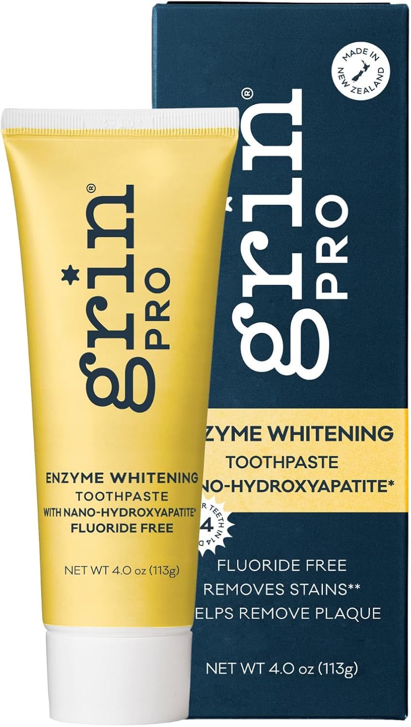 Grin Natural Whitening Toothpaste with Nano-Hydroxyapatite, Enzyme Formula, Fluoride Free, 113G, Made in New Zealand