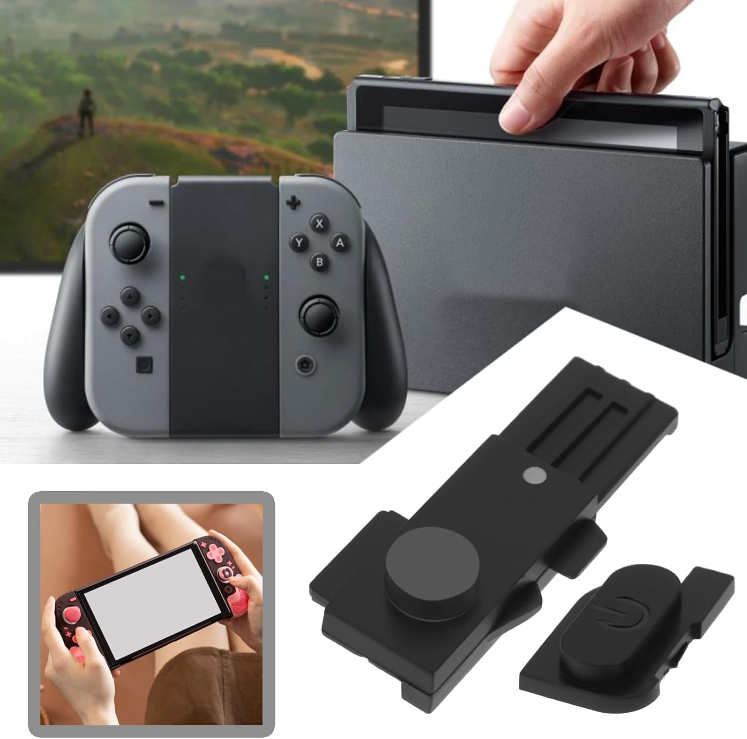 YINETTECH Game Console Power Volume Button Card Slot Cover Compatible with Nintendo Switch OLED, Black