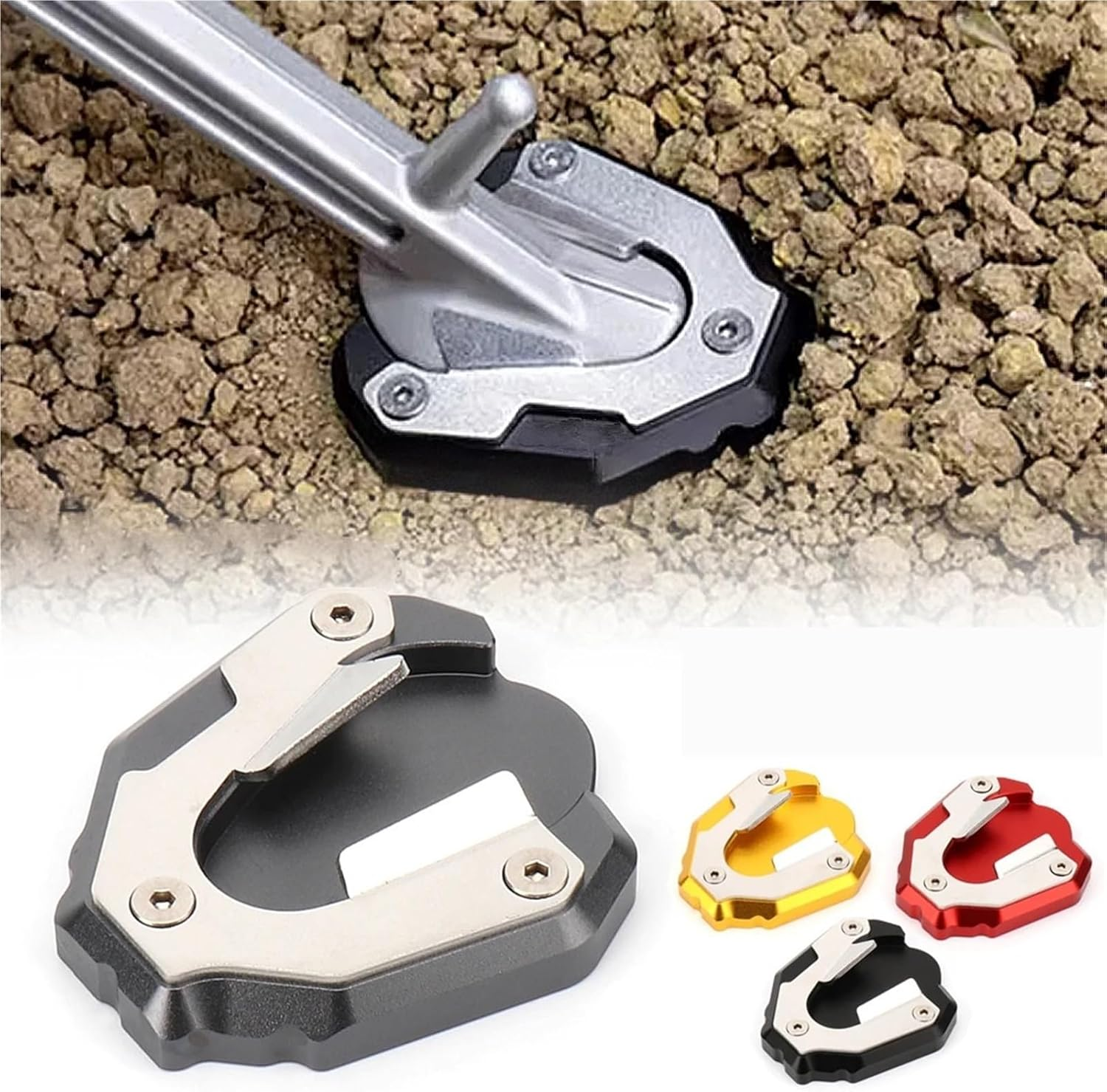 MKDRSRU Fit for Tiger 1200 GT Pro for TIGER 1200 GT Explorer 2023 2024 Motorcycle Kickstand Foot Side Stand Extension Pad Support Plate(Black) - Red image number 2