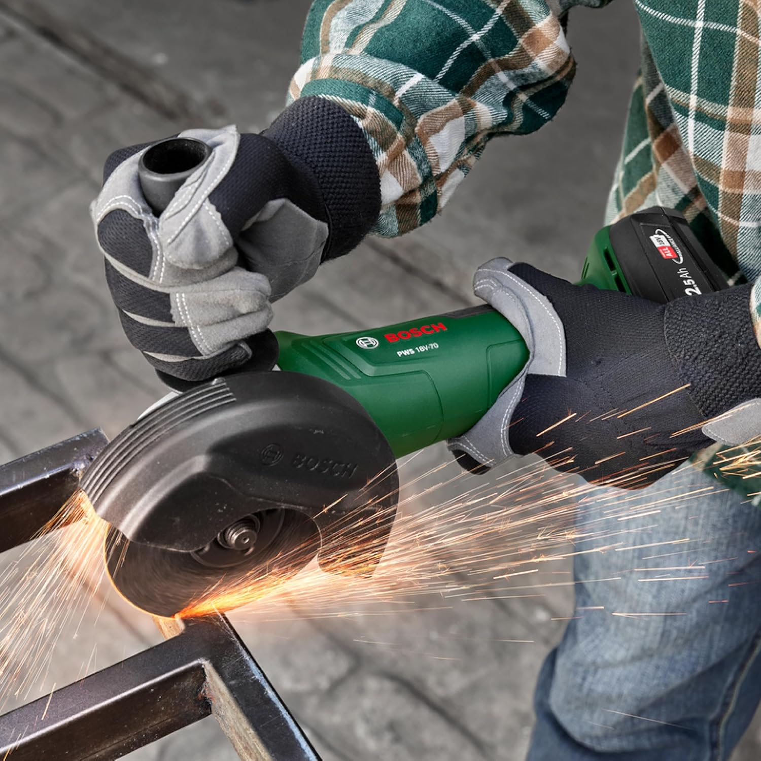 Bosch 18V System Cordless Angle Grinder PWS 18V-70 (For Small to Medium-Sized Cutting and Grinding Jobs; Grinding Disc Diameter: 125Mm) image number 2