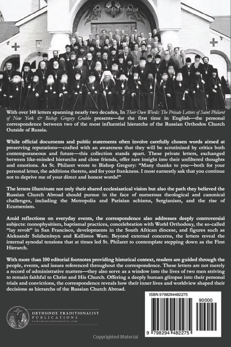 In Their Own Words: the Private Letters of Saint Philaret of New York & Bishop Gregory Grabbe
