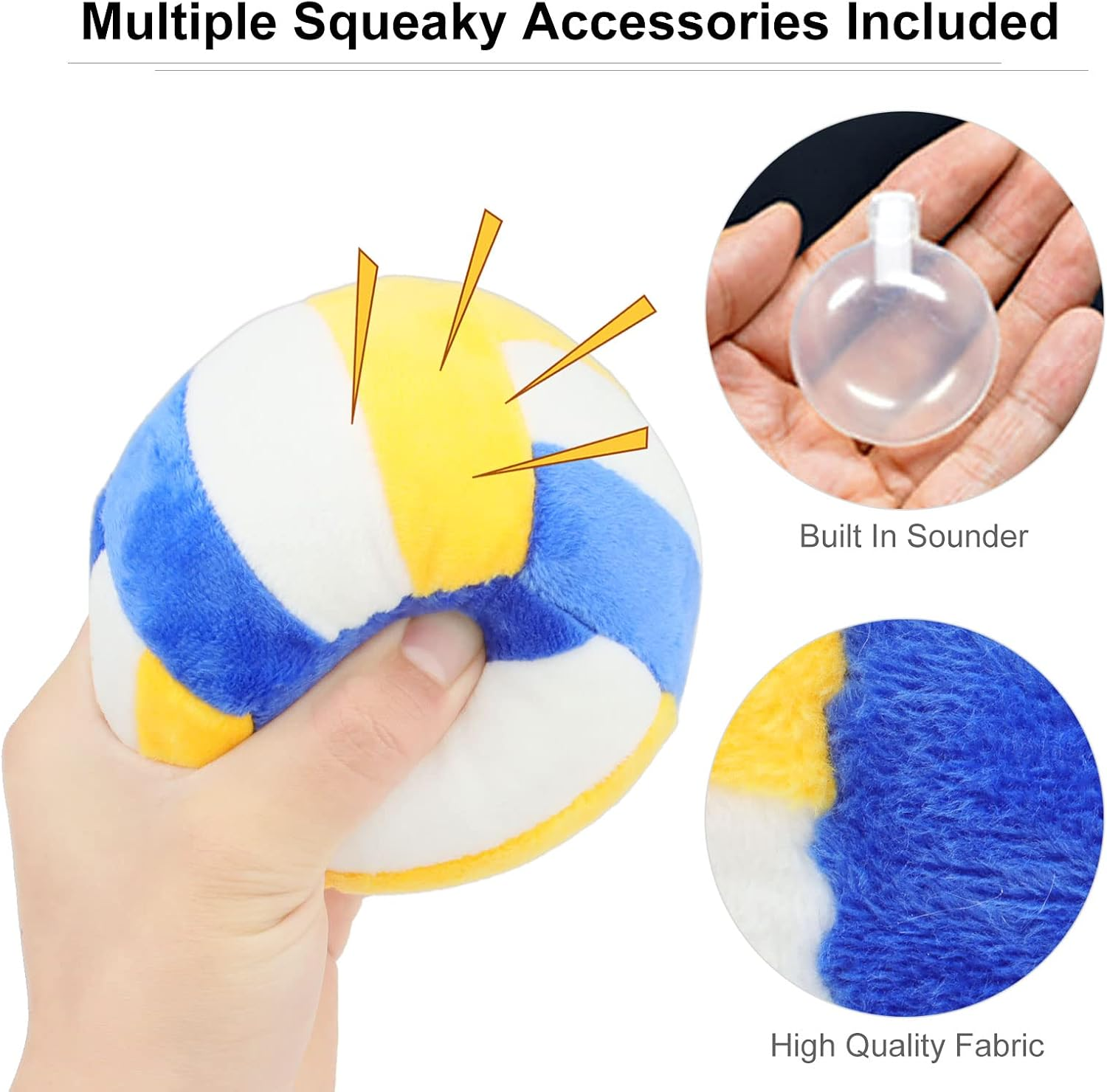 Interactive Dog Balls, 2 Pack Plush Squeaky Dog Toys Balls for Dogs, Football Volleyball Dog Toy Ball Indoor Outdoor Sports Stuffed Puppy Toy for Small Medium Dog(Football+Volleyball) image number 2