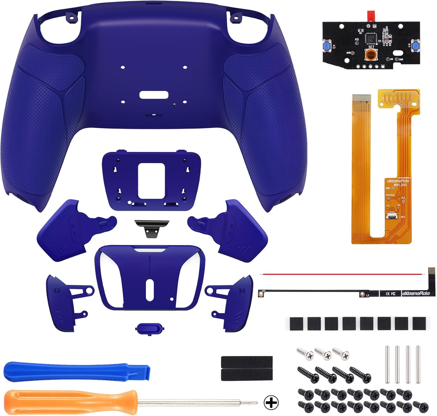 Extremerate Cobalt Blue Rubberized Grip Programable RISE4 Remap Kit for PS5 Controller BDM-030 040 050, Upgrade Board & Redesigned Back Shell & 4 Back Buttons for PS5 Controller - without Controller - Nova Pink image number 4