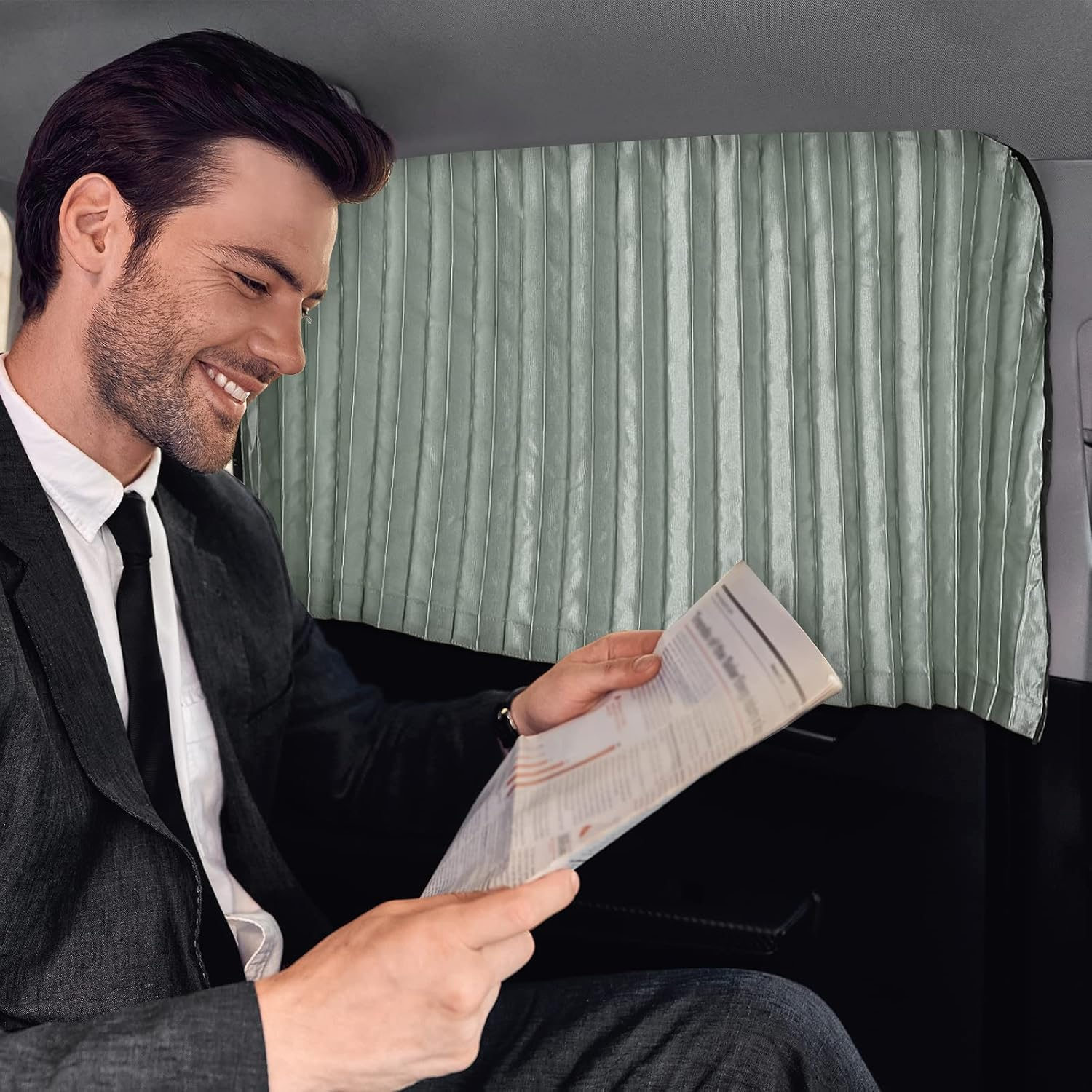 ZATOOTO Car Side Window Sun Shade - 2 Pcs Grey Magnetic Privacy Sunshades - Curtain Keeps Cooler Screen for Baby Sleeping - Black image number 7