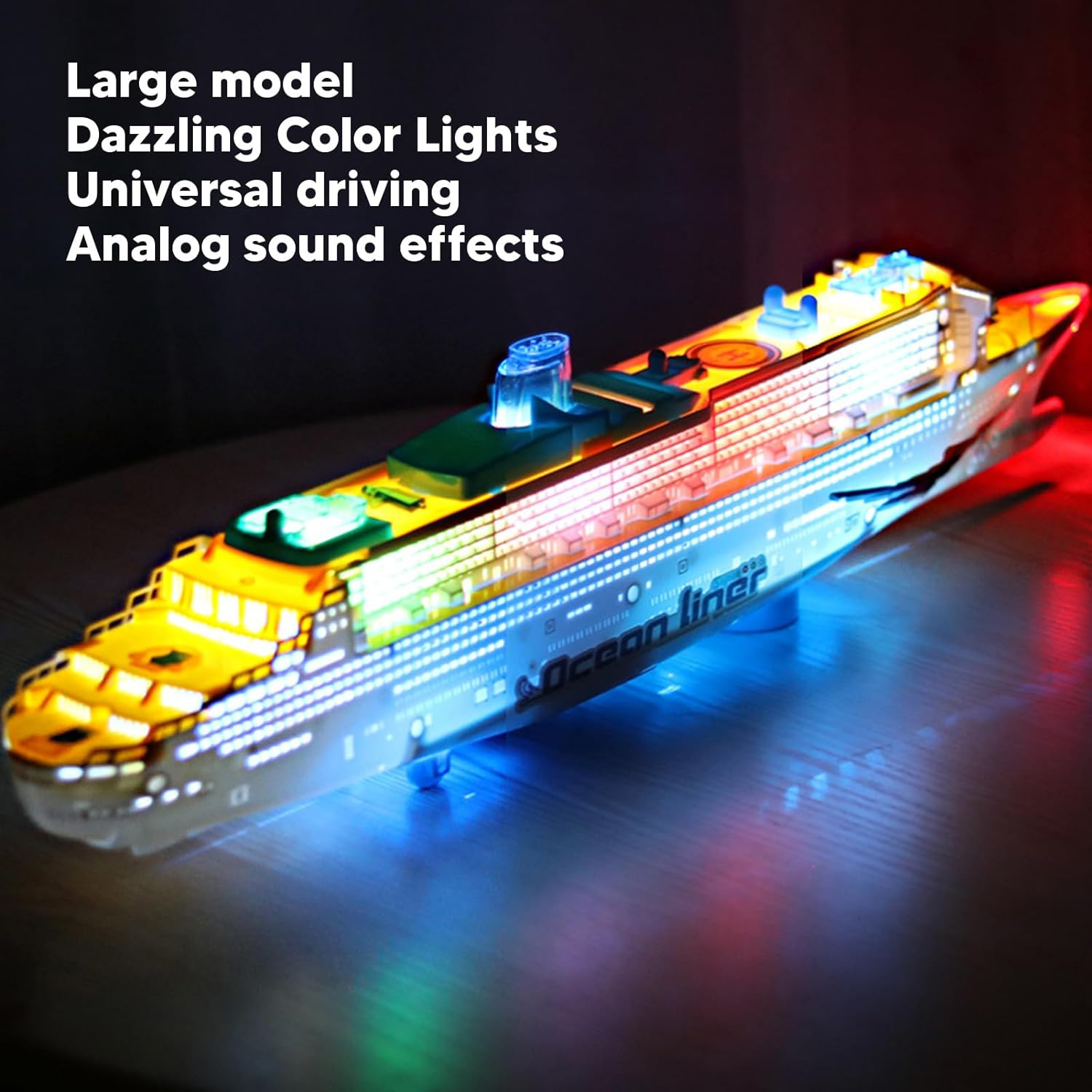 Cruise Ship Model Toy, Boat Toy with Light and Sound, Kids Colorful Ocean Liner Cruise Ship Boat Toy with Walking Function, for Kids Toddlers Boys Girls Adults Age 3-12 image number 2