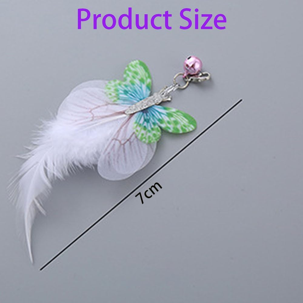 Leanockesa 2PCS Interactive Cat Wand Refills, Butterfly and Feather Replacement Toys for Cat Teaser, Engaging Play for Cats, Safe Durable Kitten Toys, Fun Feather and Butterfly Toys ﻿﻿ image number 3