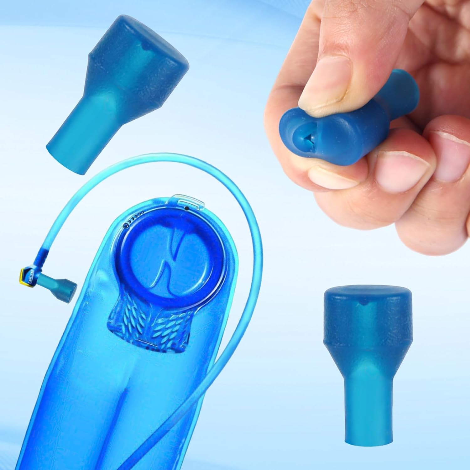 10Pcs Bite Valve Replacement for Camelbak, Blue Silicone Hydration Pack Bite Valve Mouthpiece Replacement Parts Dust Cover Accessories for Hydration Bladder image number 1