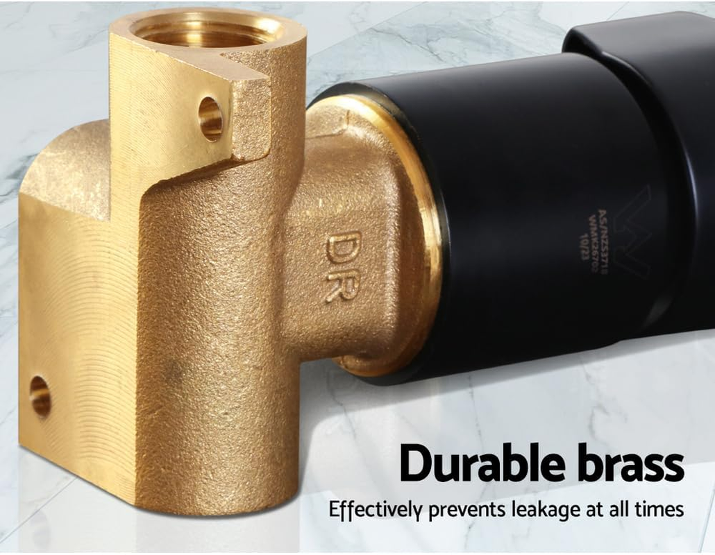 Cefito Shower Tap, Square Mixer Showers Faucet Head Showerhead Tap Bath Accessories Bathroom Toilet Set Kitchen Fixtures Wall, Leak-Resistant Solid Brass Body Black