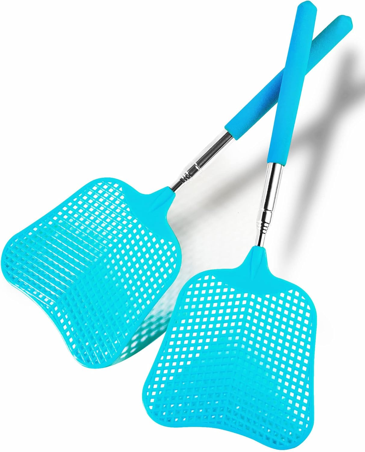 Wapodeai 2 Pack Fly Swatters Heavy Duty Set, Telescopic Fly Swatter, Stainless Steel Handle for Flyswatter (Blue) image number 4