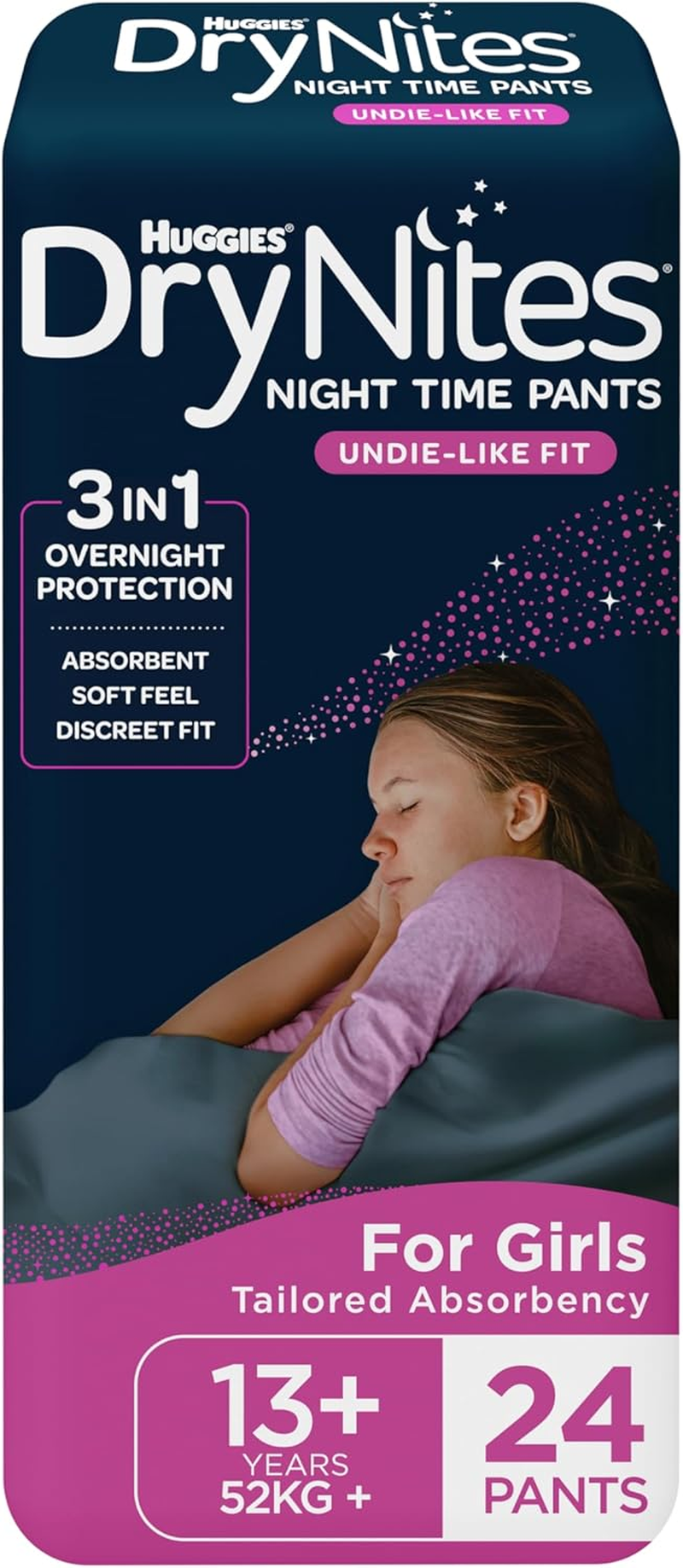 Huggies Drynites Night Time Pants for Girls 13+ Years (52Kg+) 24 Count image number 1