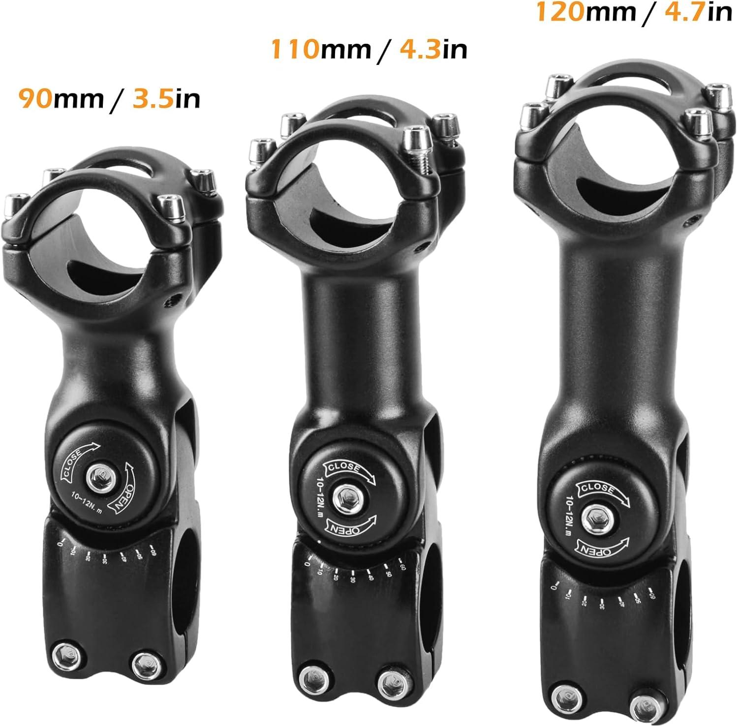 TRIWONDER Stem 25.4 31.8 90Mm 110Mm 130Mm 60 Degree Adjustable Bike Stem Mountain Bike Stem Short Handlebar Stem Riser for Bicycle, Road Bike, MTB, BMX, Cycling