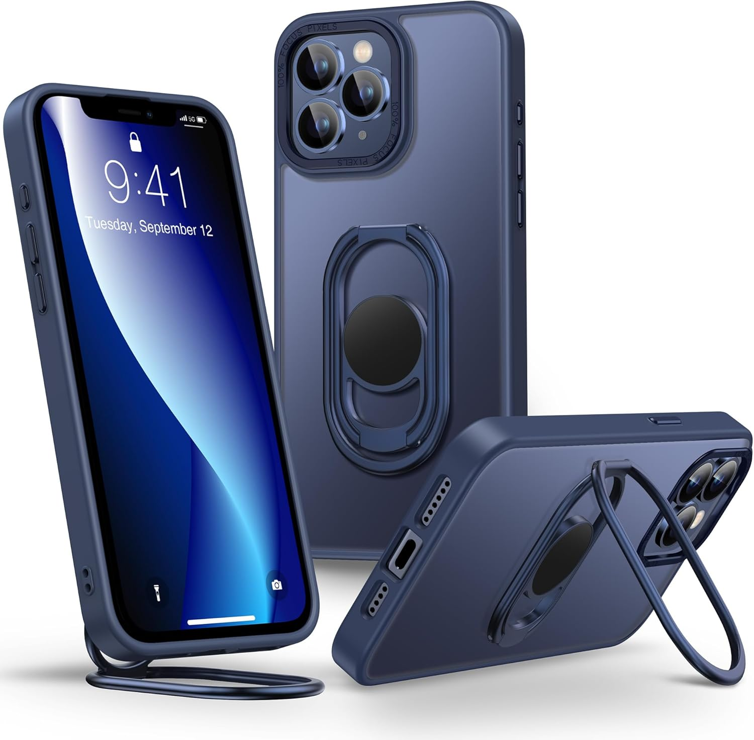 Shields up for Iphone 11 Case with Stand, Phone Case Clear with Double Ring Holder [Adjustable & Foldable] Shockproof Protective Cover for Iphone 11 6.1 Inch - Clear image number 1