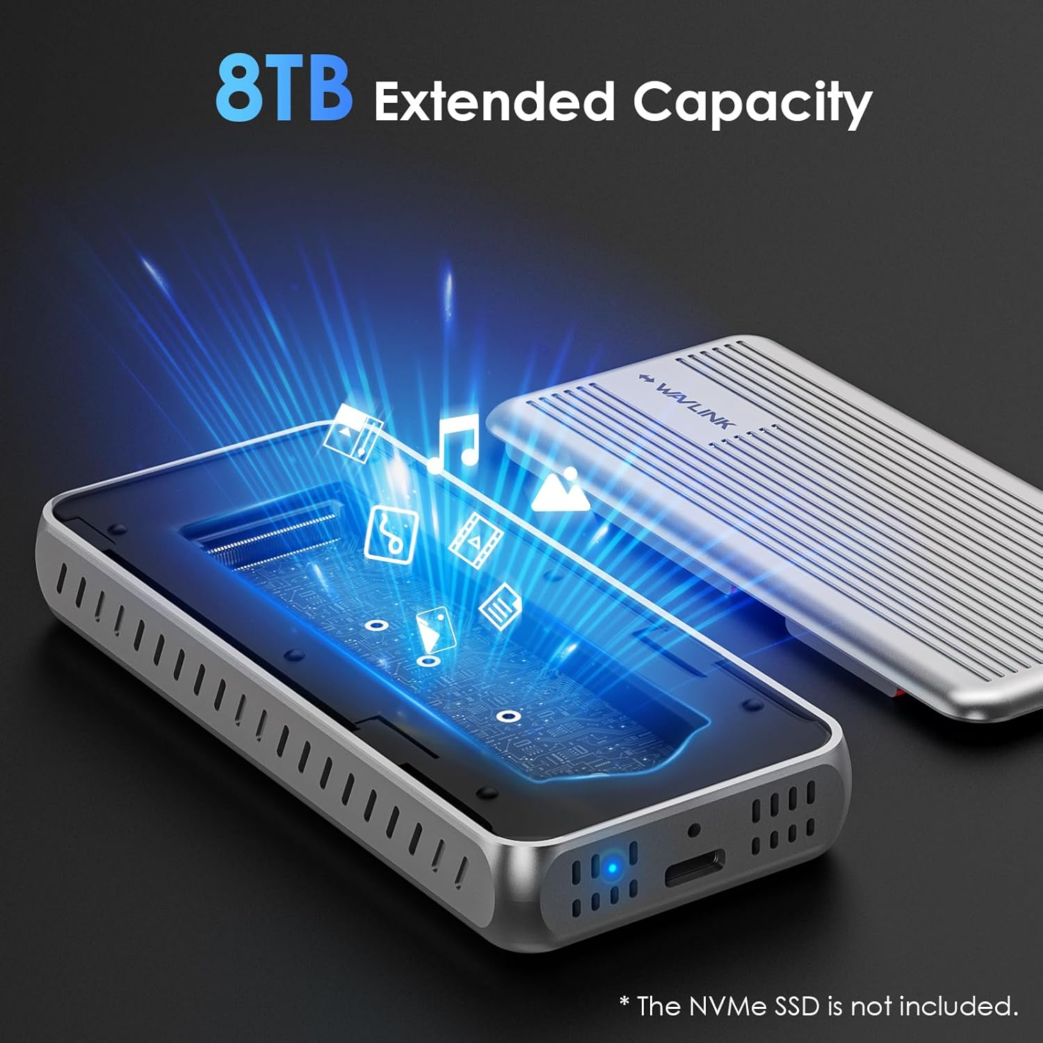 WAVLINK 40Gbps M.2 Nvme SSD Enclosure, Tool-Free Installation, Nvme Enclosure for MAC Mini Compatible with Thunderbolt 4/3/USB4/3.2/3.1/3.0/2.0, Support SSD Size 2230/2242/2260/2280 B+M/M-Key, Max 8TB image number 3