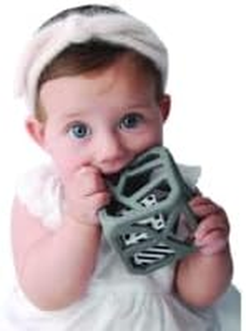 Munch Mitt and Chew Cube Bundle for Baby, Grey Stars Munch Mitt (MM08GS) and Grey Chew Cube (CC01GR) image number 2