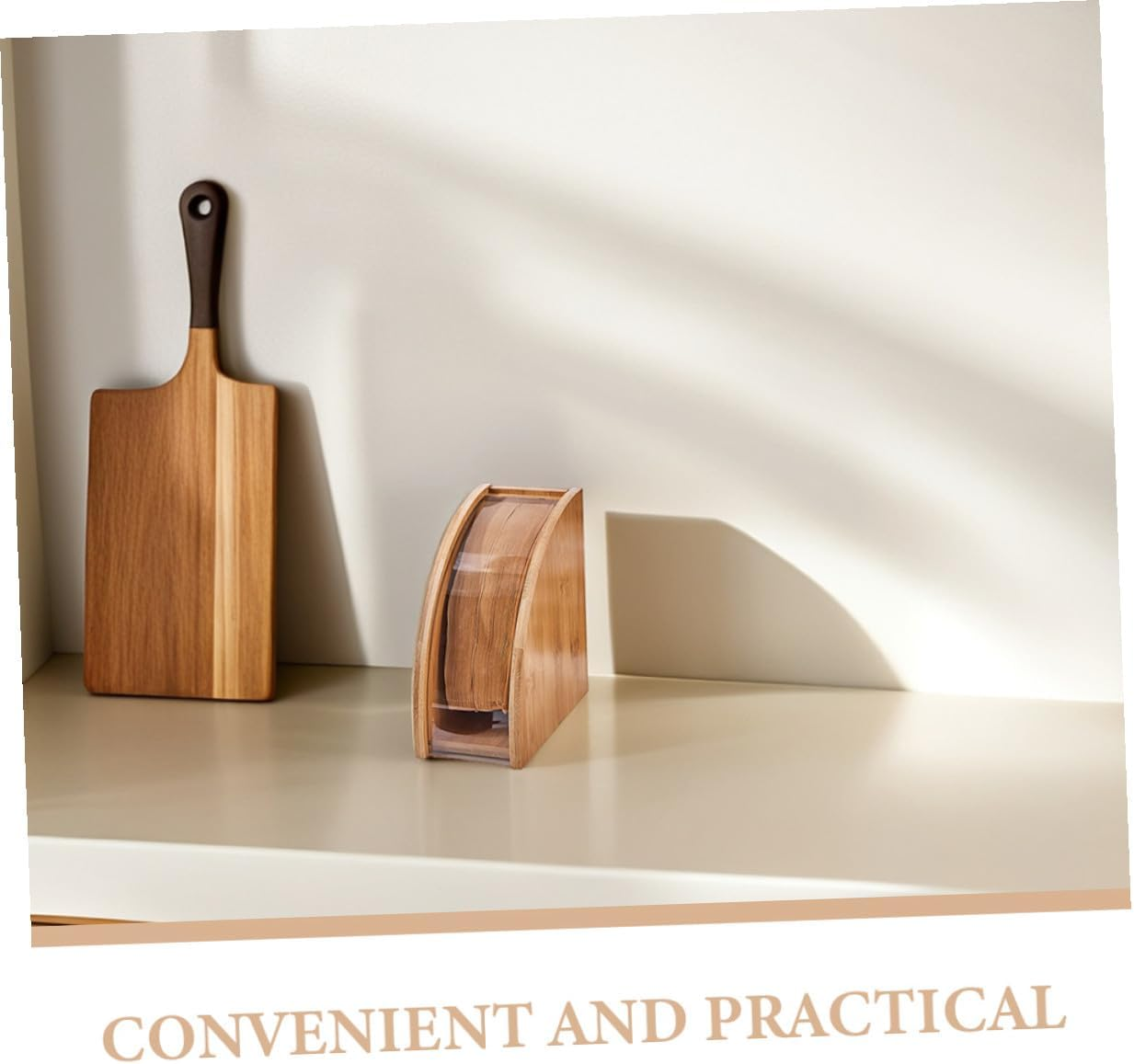 LIGIGWASH Natural Wood Coffee Filter Stand with Creative Grain Design Freestanding Simple Style Rack for Neat Storage of Coffee Filter Paper Desktop Organizer for Espresso and Tea image number 2