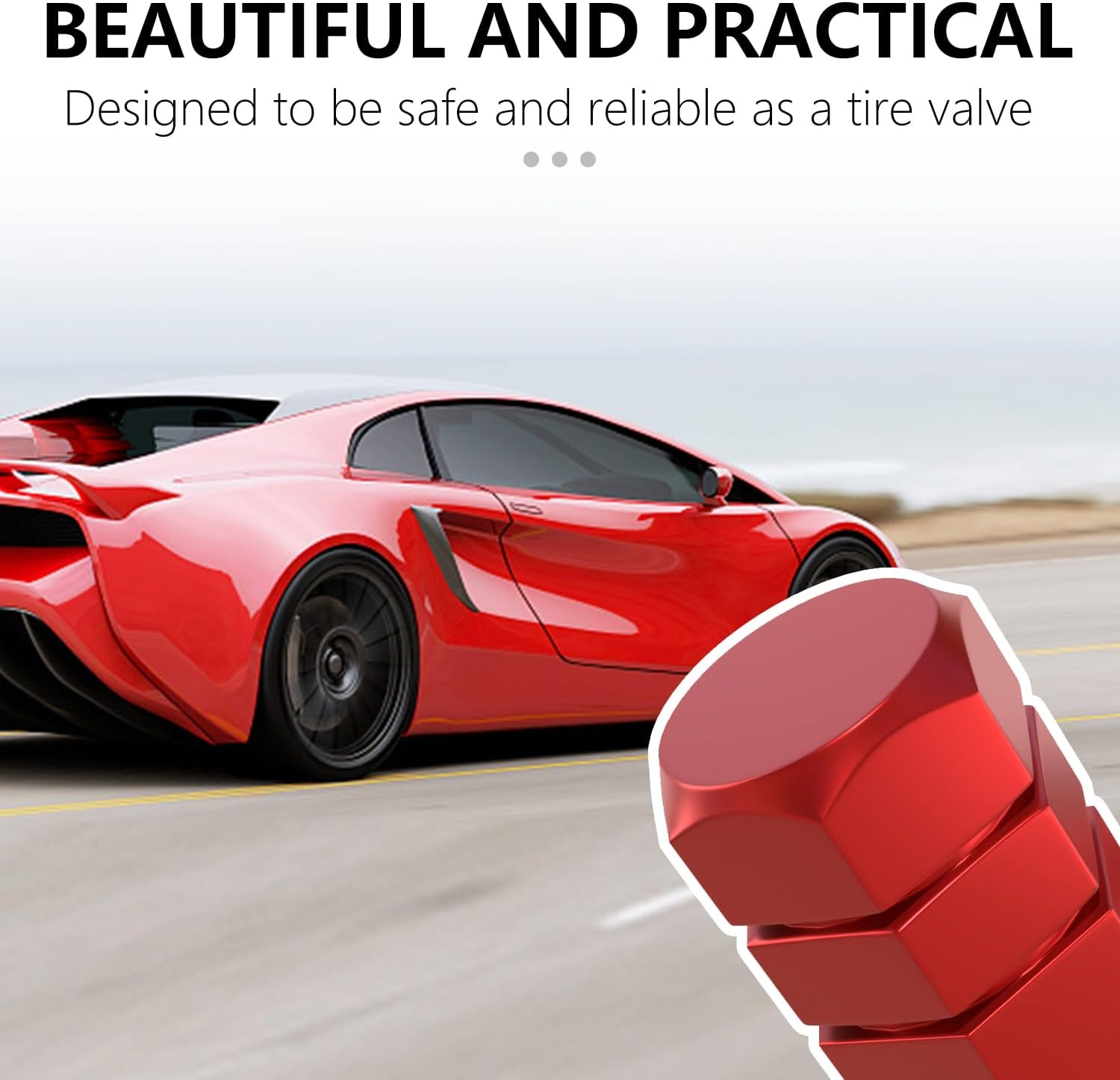 WALWAL Metal Tire Valve Caps, 5Pcs Hexagon-Shaped Aluminium Stem Covers, Universal Fit for Cars, Suvs, Bikes, and Motorcycles &ndash; Enhanced Seal & Easy Install(Red) image number 3