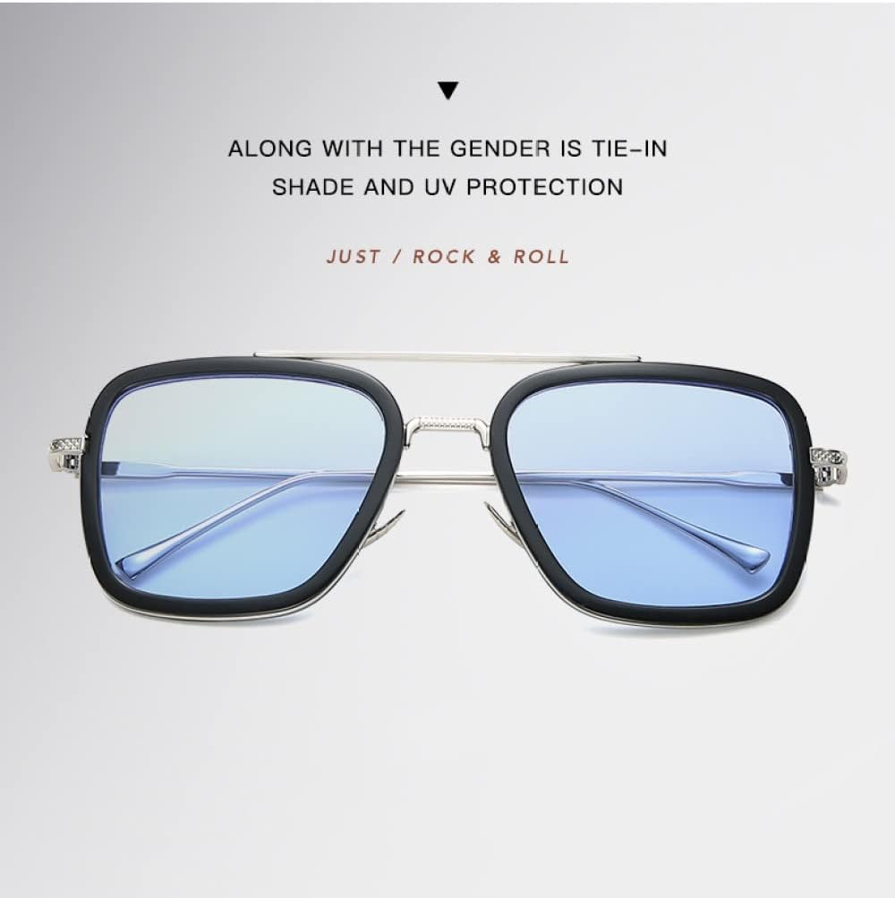 Steampunk Men Square Sunglasses Sun Glasses Vintage Metal Eyewear Sunglass UV400 Male - C10 Gold Black image number 5