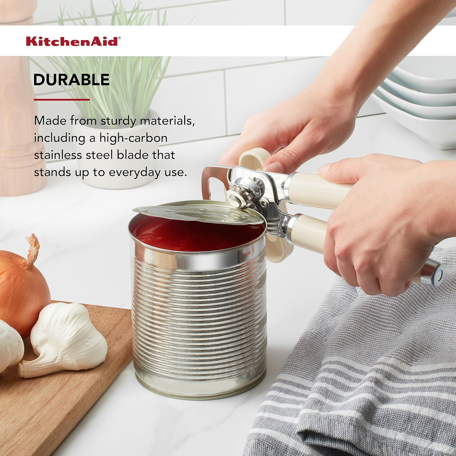 Kitchenaid Classic Multifunction Can Opener/Bottle Opener, 8.34-Inch, Almond Cream image number 6