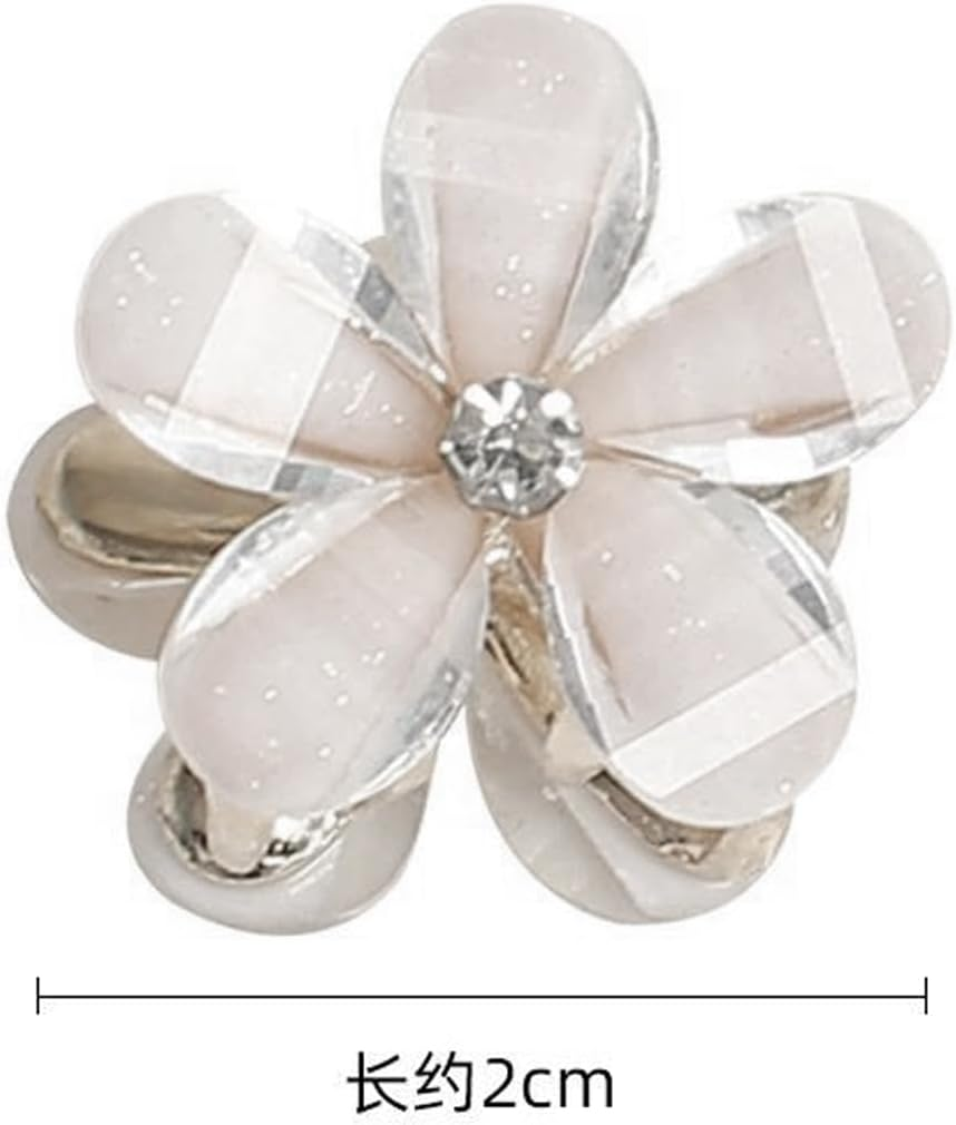 RTRTGS Pack of 8 Mini Diamond Hair Clips, Small Hair Clips, Flower Hair Clips Hair Accessories for Women, Girls, Cute Mini Hair Clips, Hair Clips for Photo, Everyday, Party, Wedding (White) image number 4