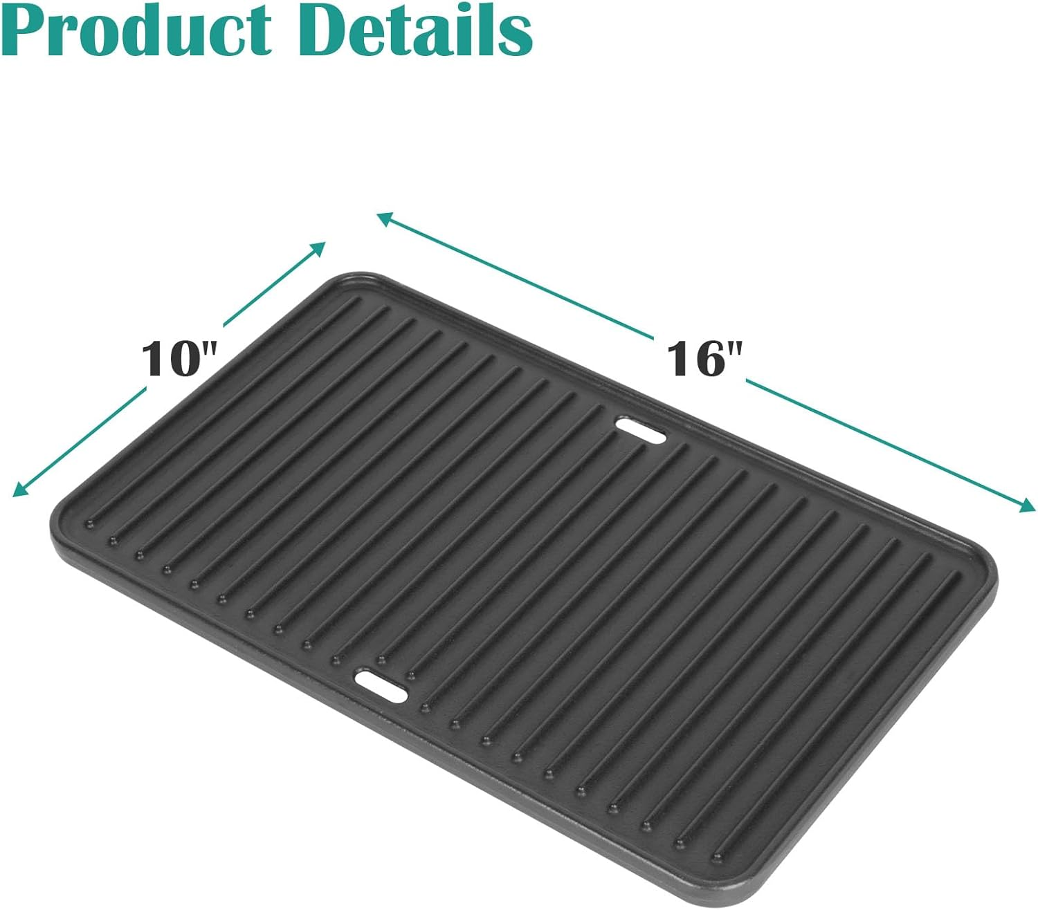 Cast Iron Grill Griddle for Weber Go-Anywhere Charcoal and Gas Grill, Flat Top Griddle Replaces 80631, 70211, 3634, 67195, 16" X 10" image number 6