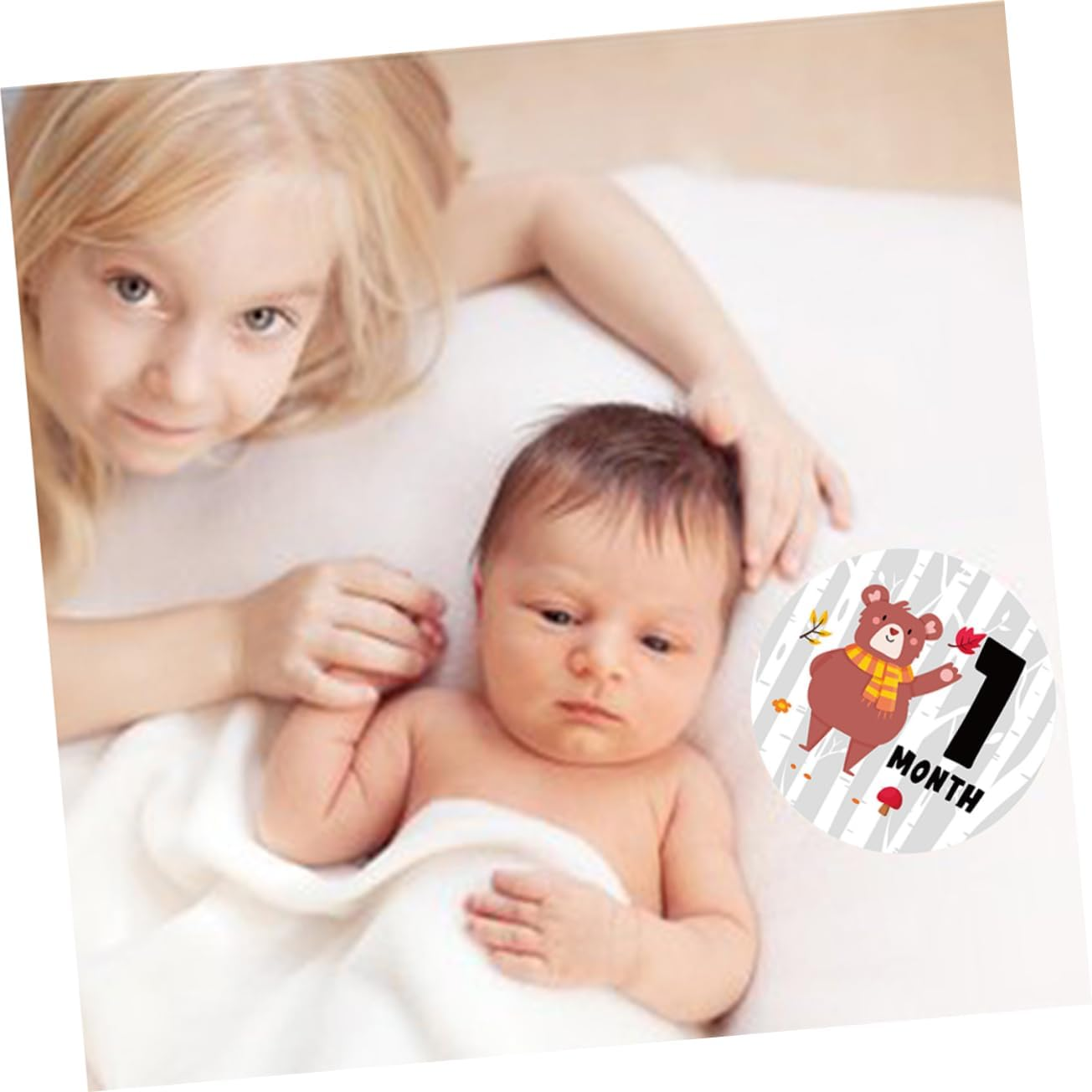 12Pcs Milestone Stickers Months Newborn Photography round Shape Animal Pattern Belly Stickers