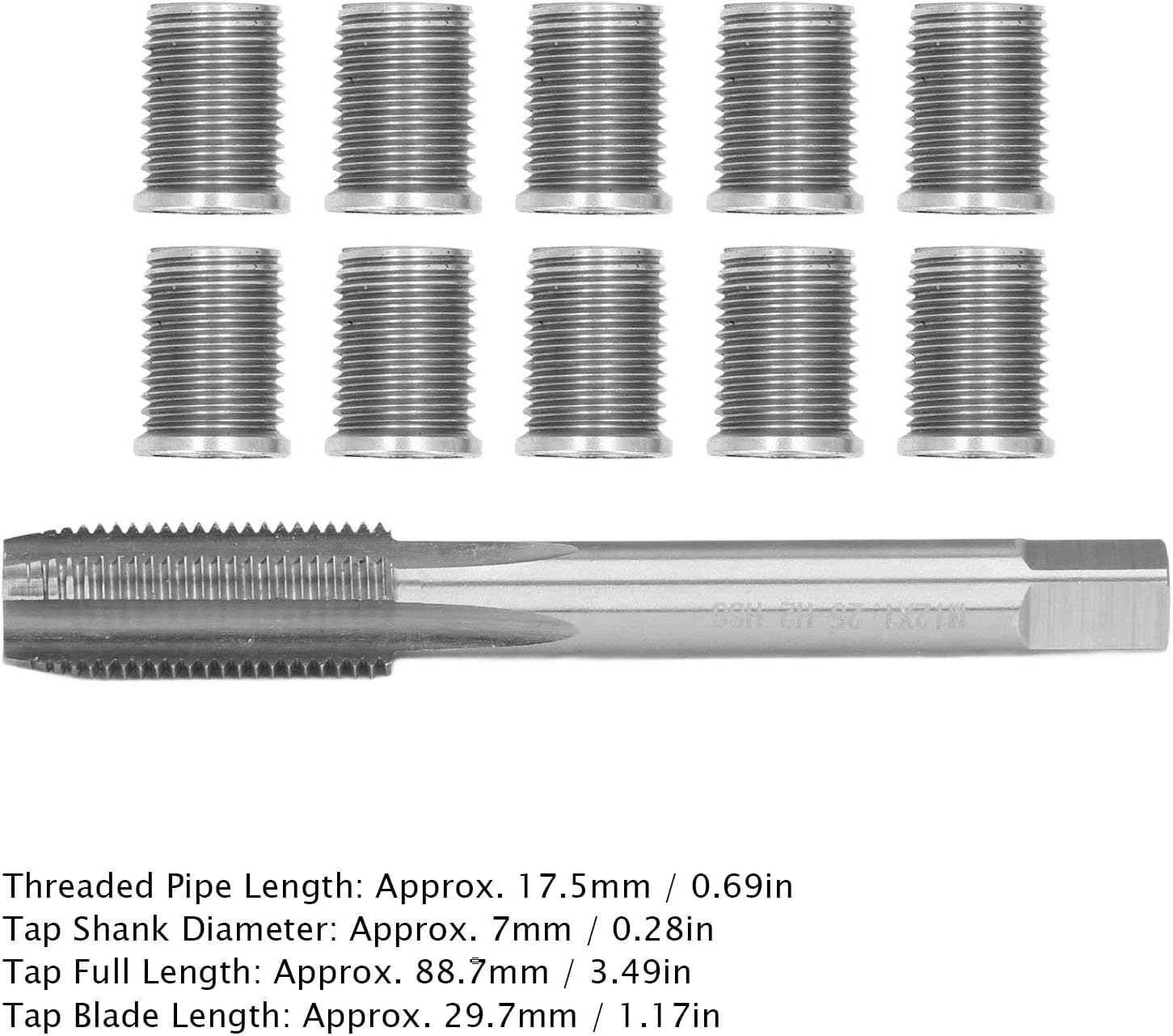 M12X1.25 Spark Plug Thread Repair Tool, Metric Manual Tap, Car Accessories, Hardware Kit with 10 Bolts M10X1.25 image number 1