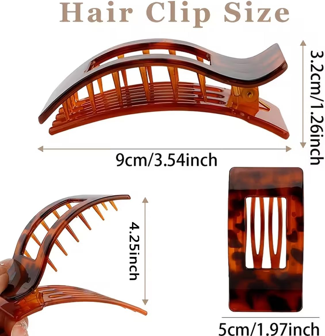 Women'S Hair Clip, Flat Claw Clip, Strong Hold & Non-Slip, Square Large French Hair Clip for Inserting for Thick and Thin Hair, Pack of 4