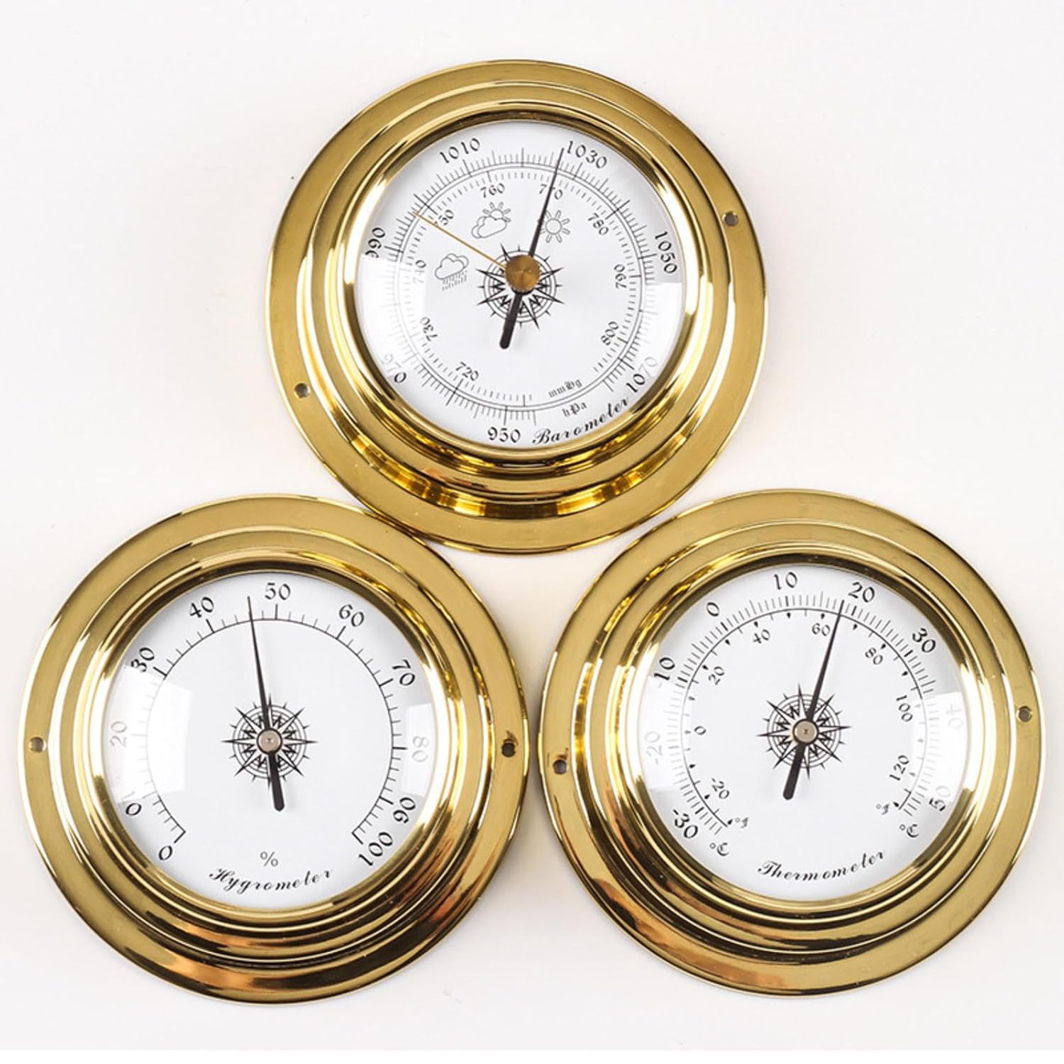 3Pcs Barometer Thermometer Hygrometer,3.85 in Portable Outdoor Barometer Set,Wall Hanging Analog Weather Station,For Home Wall,Fishing Boat,Hotels,Offices,Factories(No Battery Needed) image number 1