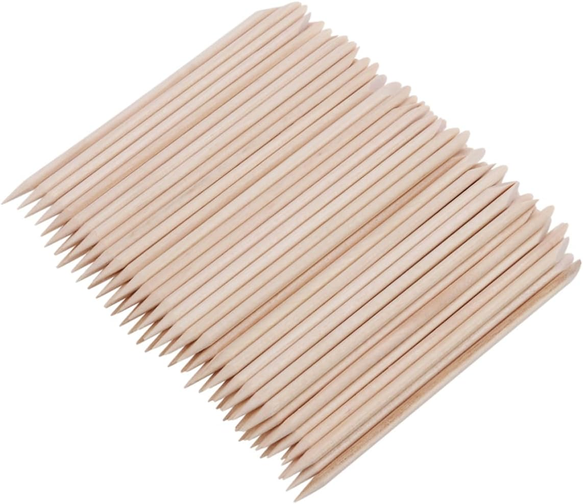 Minkissy 100Pcs Orange Wood Sticks Wood Cuticle Sticks Double Sided Nail Sticks Manicure Pedicure Tool image number 4