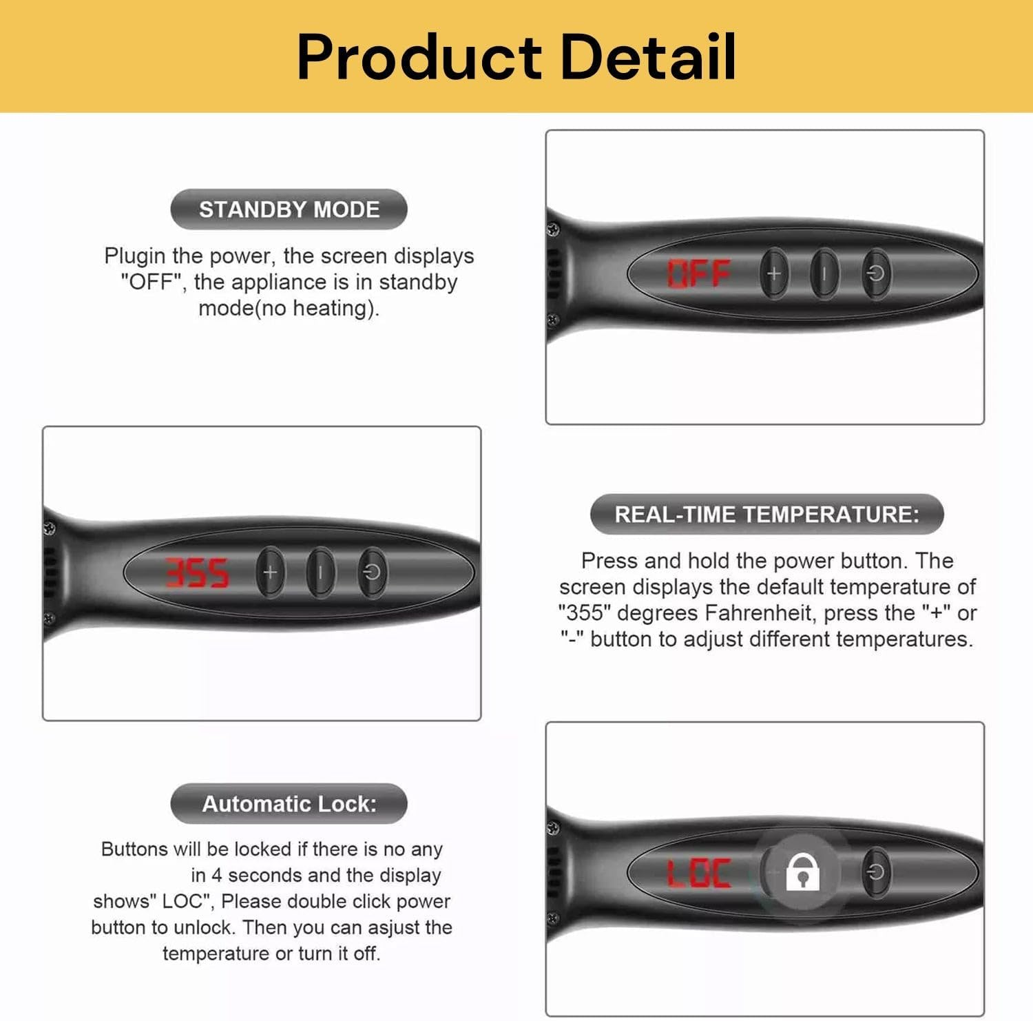 Spendeal Hair Straightener Brush Ceramic Heating, 3 in 1 Ionic Straightener with Built-In Comb, Auto Temperature Lock and Auto-Off Function, Anti-Scald, Hair Straightening That Reduces Styling Time image number 6