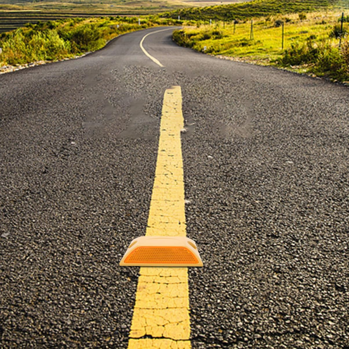 Amosfun 4Pcs Double-Sided Adhesive Reflective Road Spikes Pavement Markers Raised Studs for Highway Safety image number 4