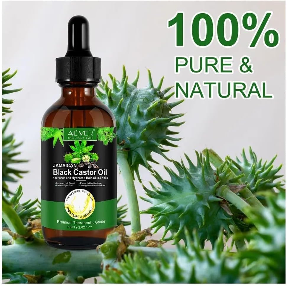 2PACK Jamaican Black Castor Oil, Pure Cold Pressed Castor Oil for Eyebrows, Eyelashes, Hair Growth, Nails, and Skin with 2PACK Set of Eyebrow & Eyeliner Brushes 120Ml image number 3