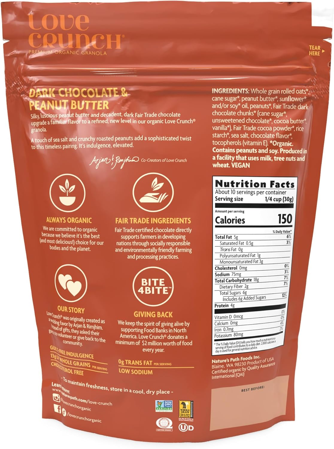 Nature'S Path Nature`S Path Love Crunch Granola Dark Chocolate & Peanut Butter 325G, 325 G image number 5